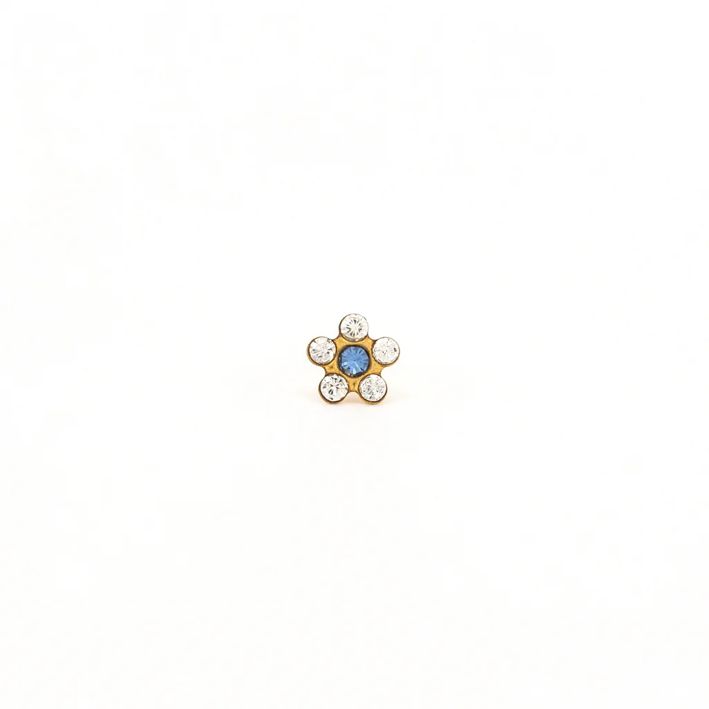 Sensitive Puff Pad Fashion - Daisy - April Crystal/September Sapphire - Gold Plated - Image 2