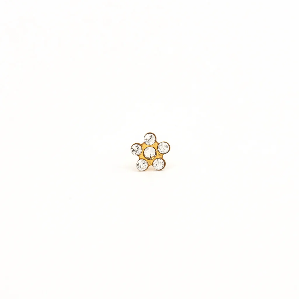 Sensitive Puff Pad Fashion - Daisy - April Crystal - Gold Plated - Image 2