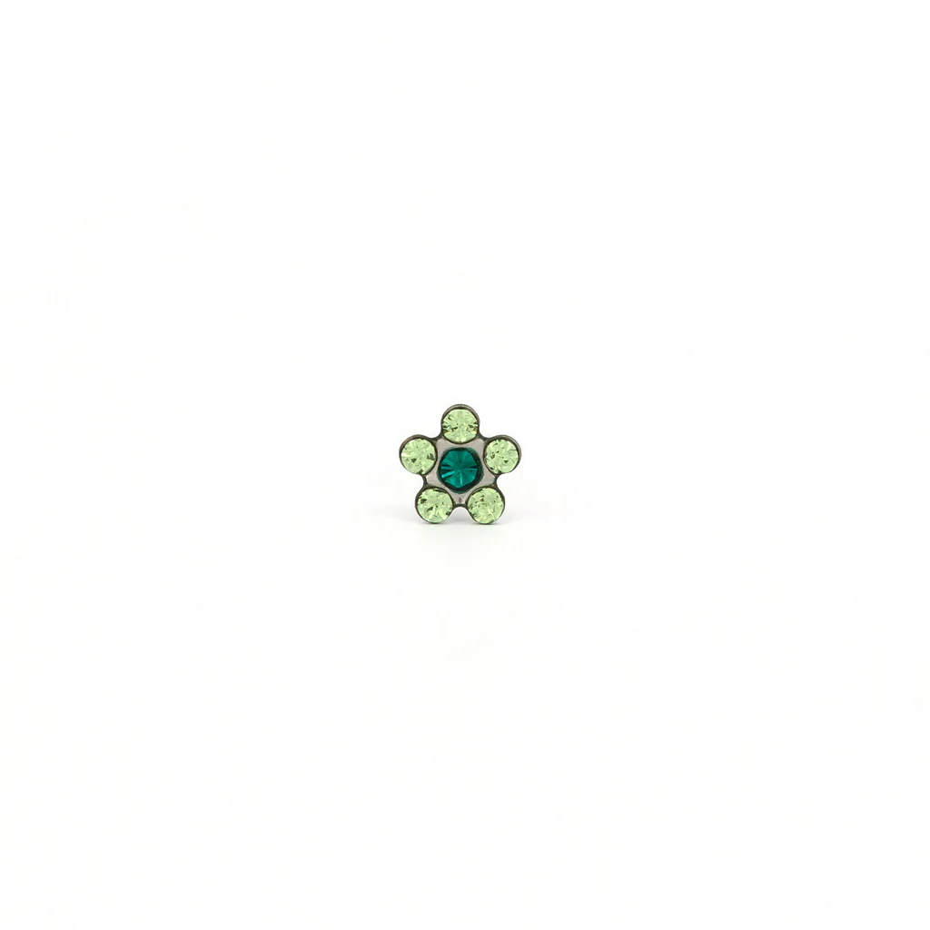 Sensitive Puff Pad Fashion - Daisy - August Peridot/May Emerlald - Stainless Steel - Image 2