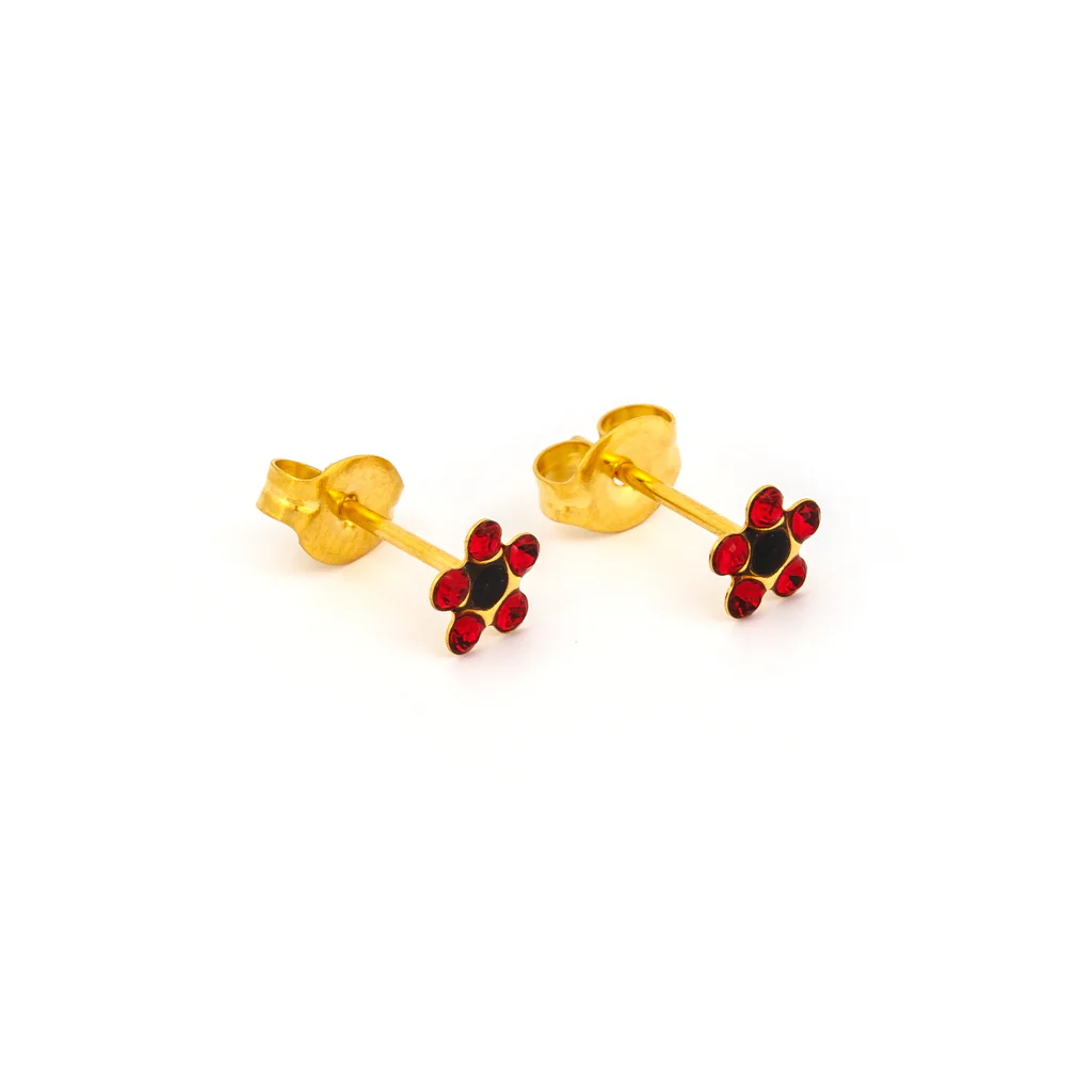 Sensitive Puff Pad Fashion - Daisy - July Ruby/Jet - Gold Plated