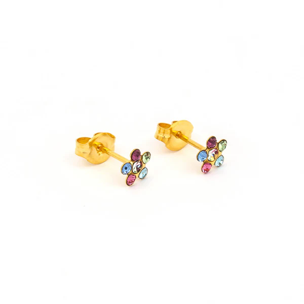 Sensitive Puff Pad Fashion - Daisy - Rainbow - Gold Plated