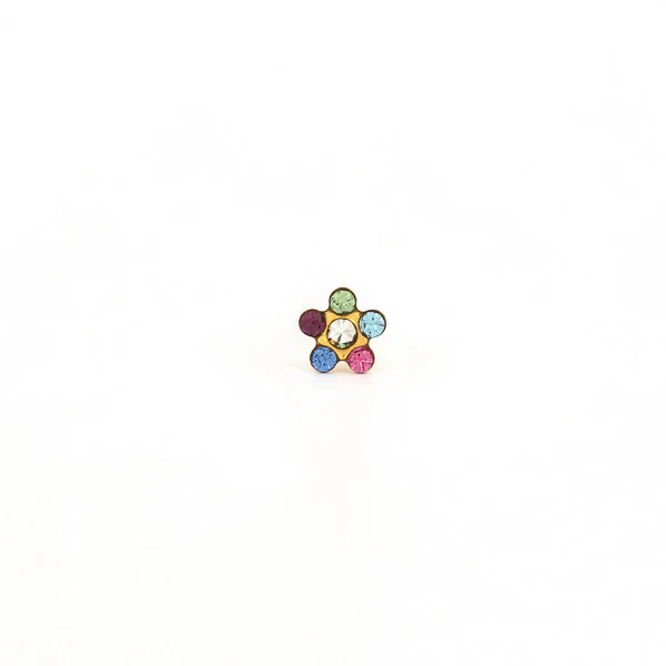 Sensitive Puff Pad Fashion - Daisy - Rainbow - Gold Plated - Image 2
