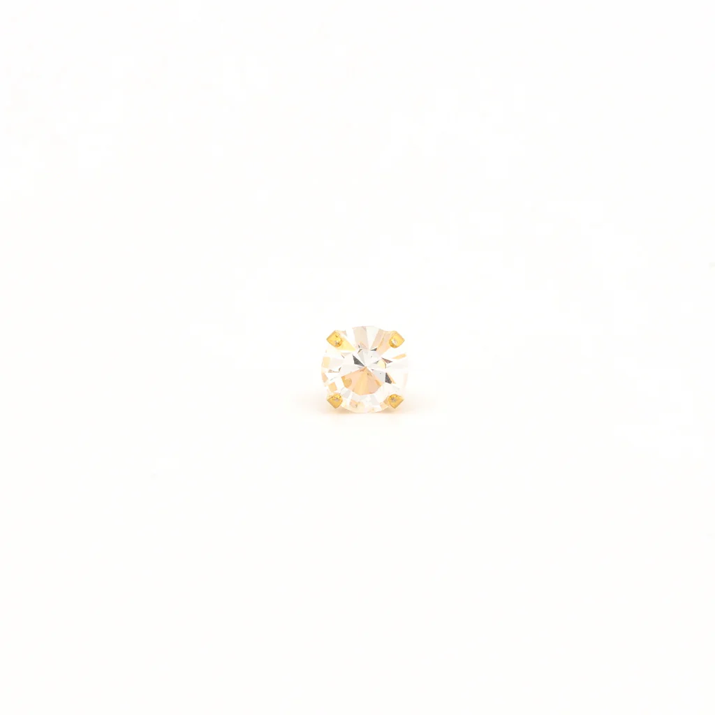 Sensitive Puff Pad Fashion - 5mm - April Crystal Crystal - Gold Plated - Image 2