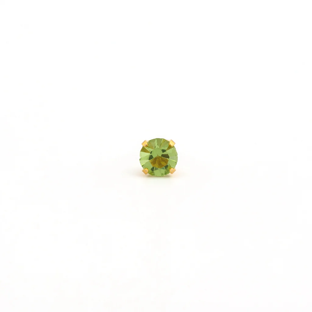Sensitive Puff Pad Fashion - 5mm - August Peridot Crystal - Gold Plated - Image 2