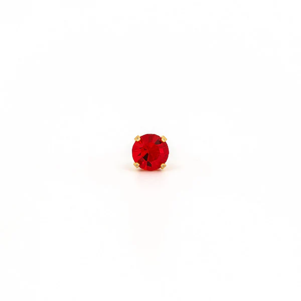 Sensitive Puff Pad Fashion - 5mm - July Ruby Crystal - Gold Plated - Image 2
