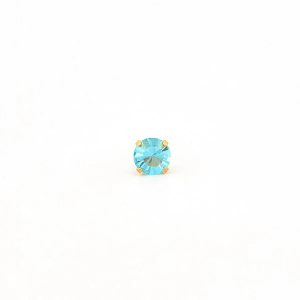 Sensitive Puff Pad Fashion - 5mm - March Aquamarine Crystal - Gold Plated - Image 2