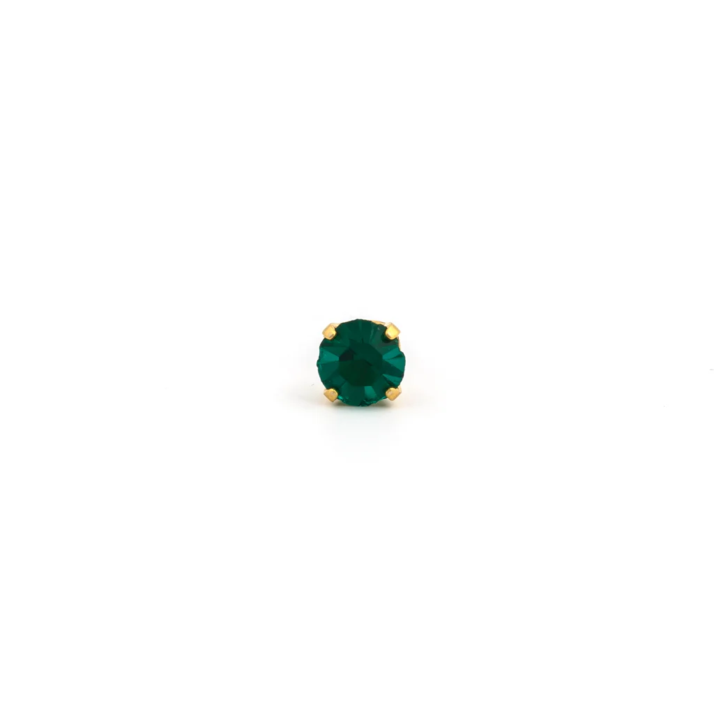 Sensitive Puff Pad Fashion - 5mm - May Emerald Crystal - Gold Plated - Image 2