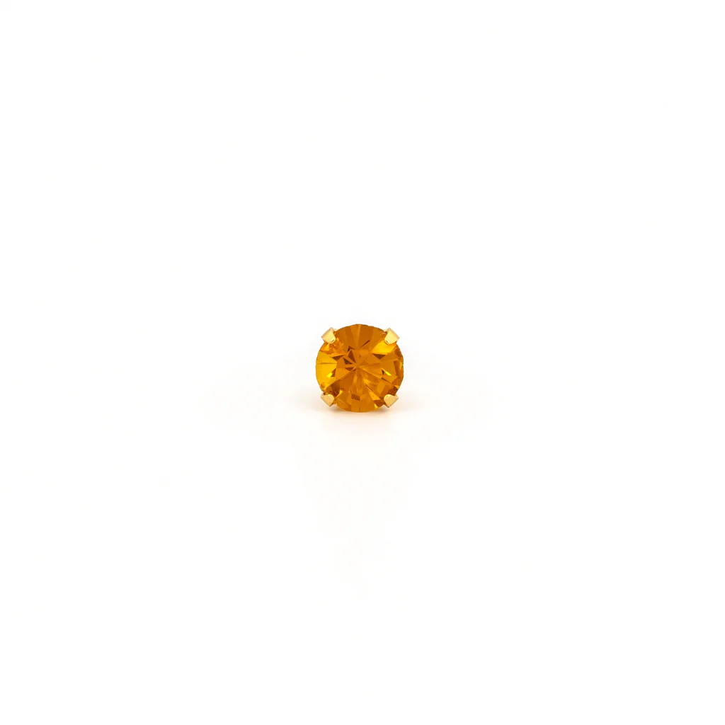 Sensitive Puff Pad Fashion - 5mm - November Topaz Crystal - Gold Plated - Image 2