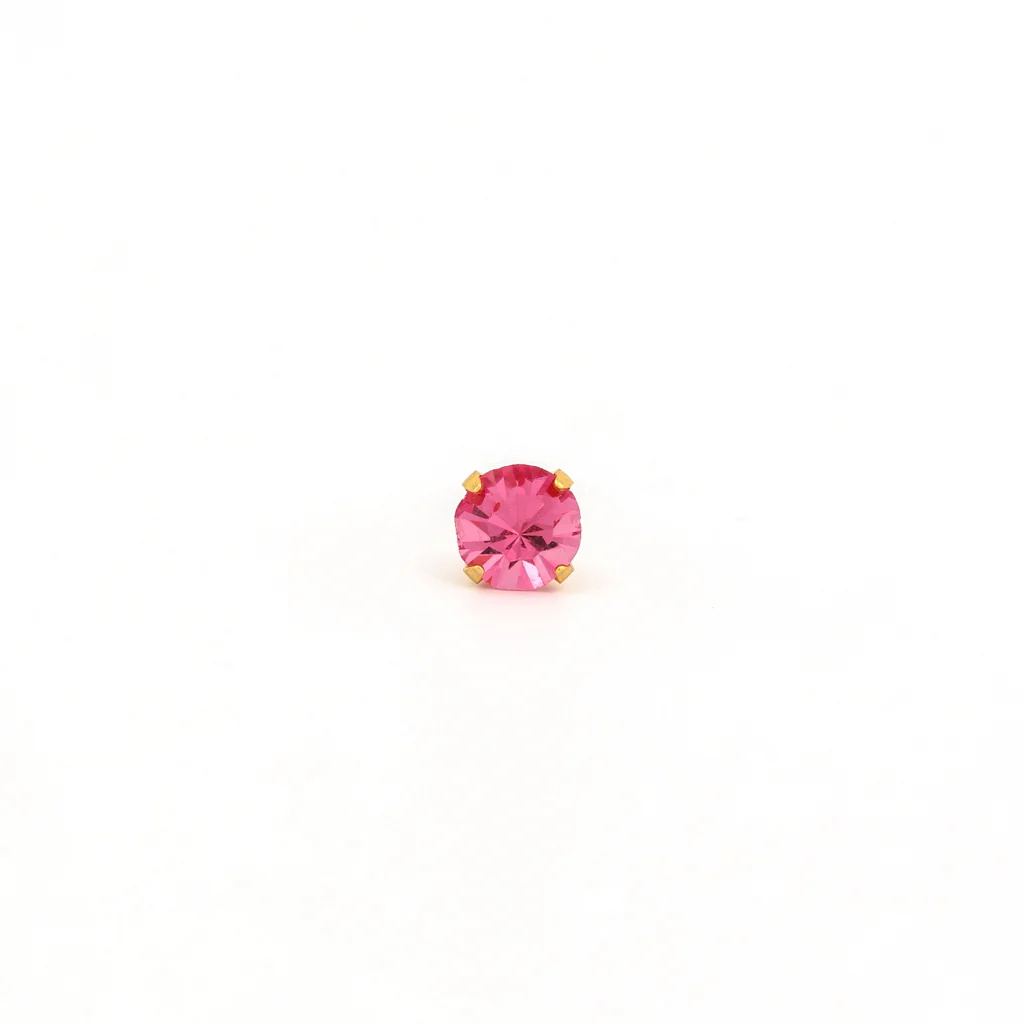 Sensitive Puff Pad Fashion - 5mm - October Rose Crystal - Gold Plated - Image 2