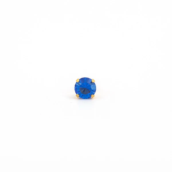 Sensitive Puff Pad Fashion - 5mm - September Sapphire Crystal - Gold Plated - Image 2