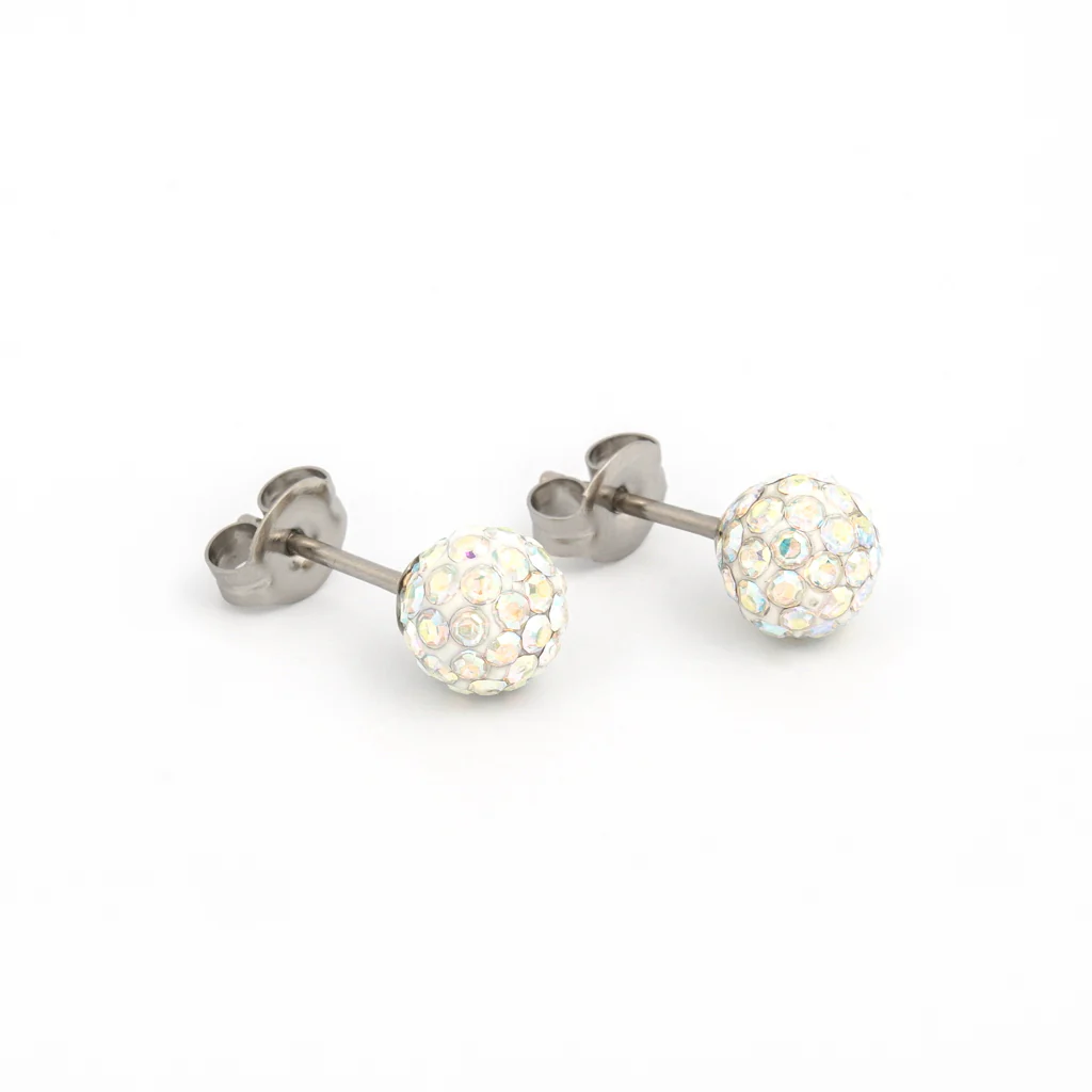 Sensitive Puff Pad Fashion - Fireball - 6mm - Ab Crystal - Stainless Steel