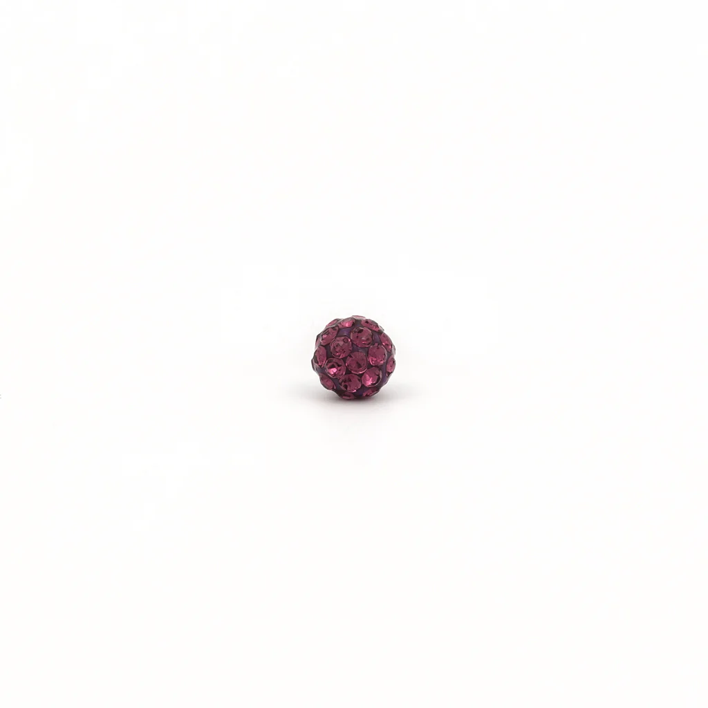 Sensitive Puff Pad Fashion - Fireball - 4.5mm - Feruary Amethyst Crystal - Stainless Steel - Image 2