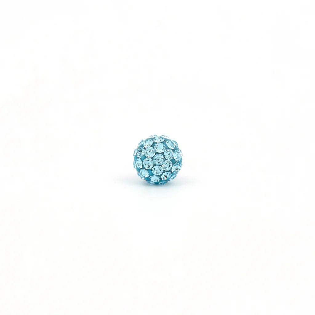 Sensitive Puff Pad Fashion - Fireball - 6mm - March Aquamarine Crystal - Stainless Steel - Image 2