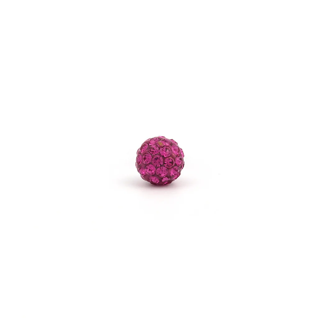 Sensitive Puff Pad Fashion - Fireball - 6mm - Fuchsia Crystal - Stainless Steel - Image 2