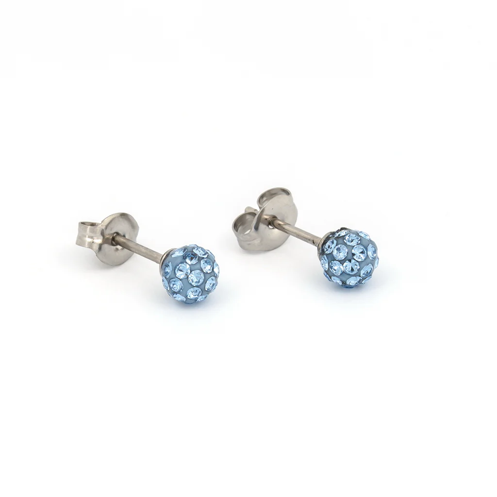 Sensitive Puff Pad Fashion - Fireball - 4.5mm - Light Sapphire Crystal - Stainless Steel