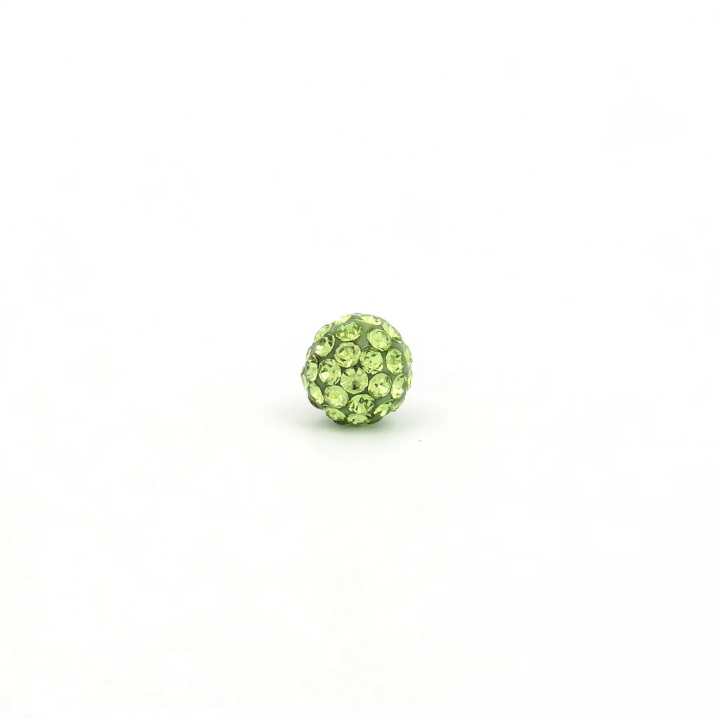 Sensitive Puff Pad Fashion - Fireball - 6mm - August Peridot Crystal - Stainless Steel - Image 2