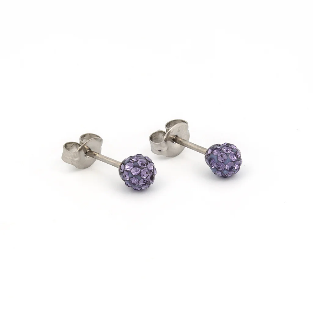 Sensitive Puff Pad Fashion - Fireball - 4.5mm - Tanzanite Crystal - Stainless Steel