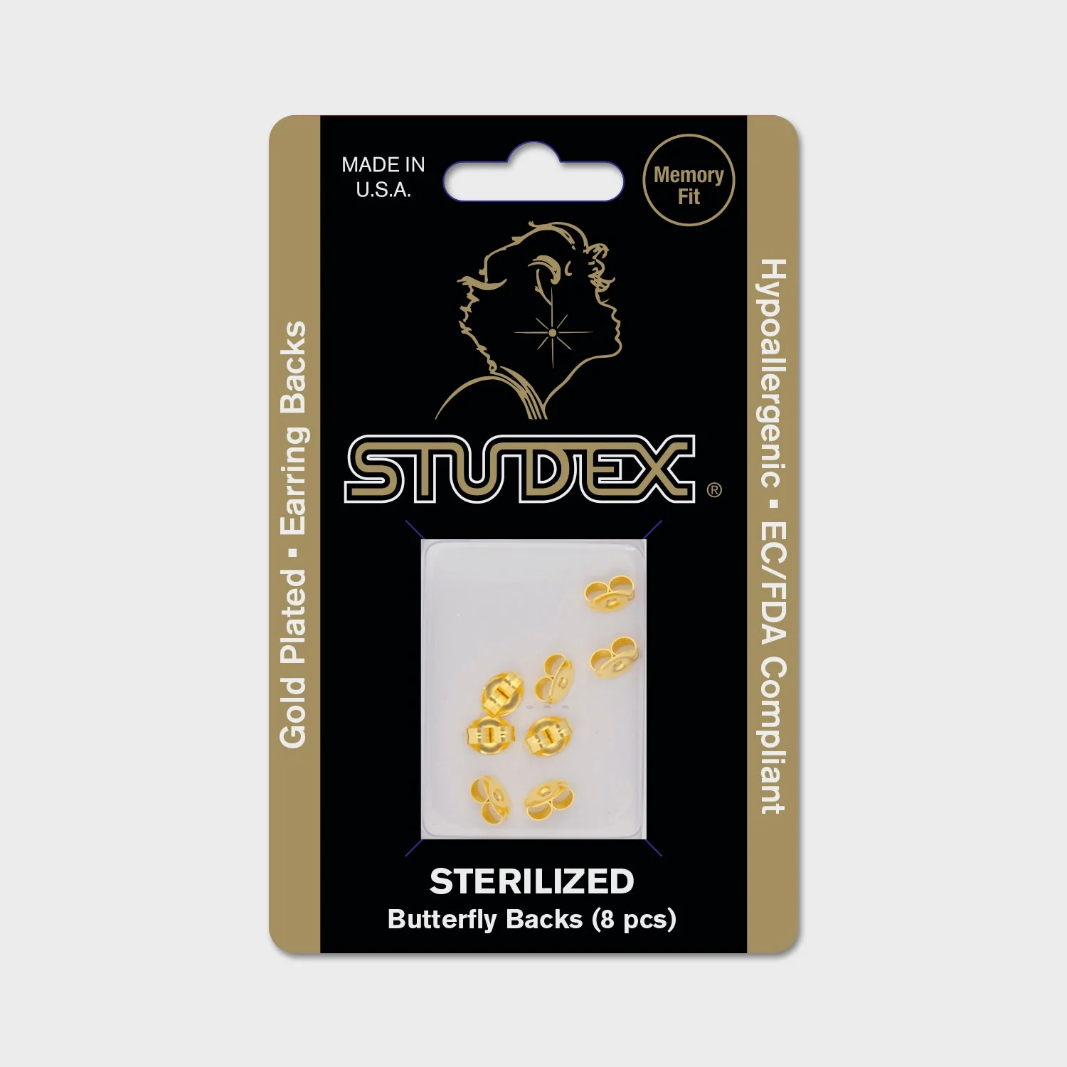 Sensitive Sterilized Butterfly Backs - Gold Plated - Image 2