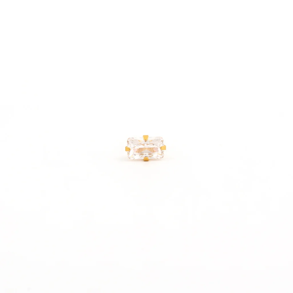 Sensitive Sterilized 5x3mm Cubic Zirconia Fashion Studs - Gold Plated