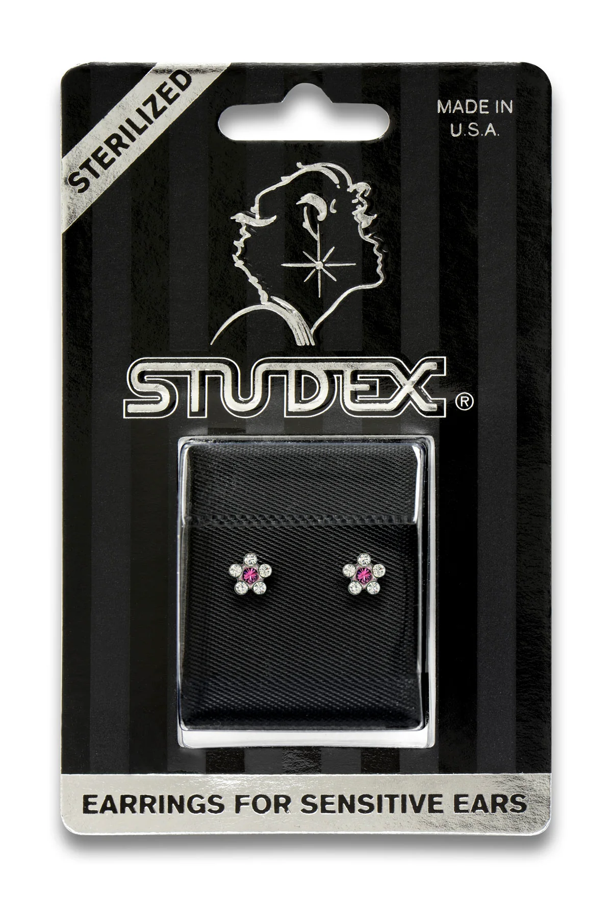 Sensitive Sterilized Daisy Cubic Zirconia Fashion Studs - April Crystal/October Rose - Stainless Steel