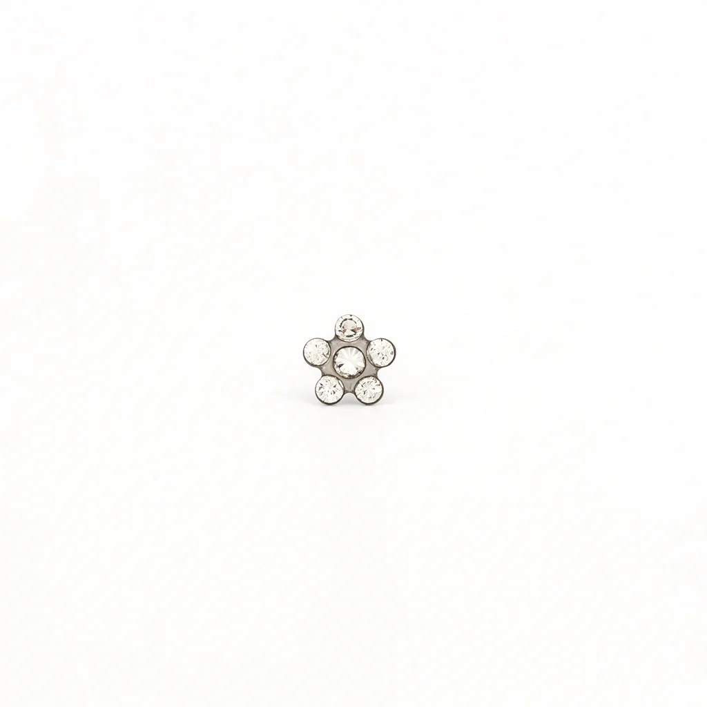 Sensitive Sterilized Daisy Cubic Zirconia Fashion Studs - April Crystal - Stainless Steel - Image 2