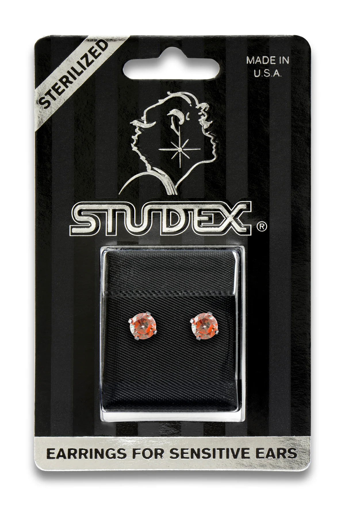 Sensitive Sterilized Prong-Set Cubic Zirconia Fashion Studs - Neon Orange - 5mm - Stainless Steel