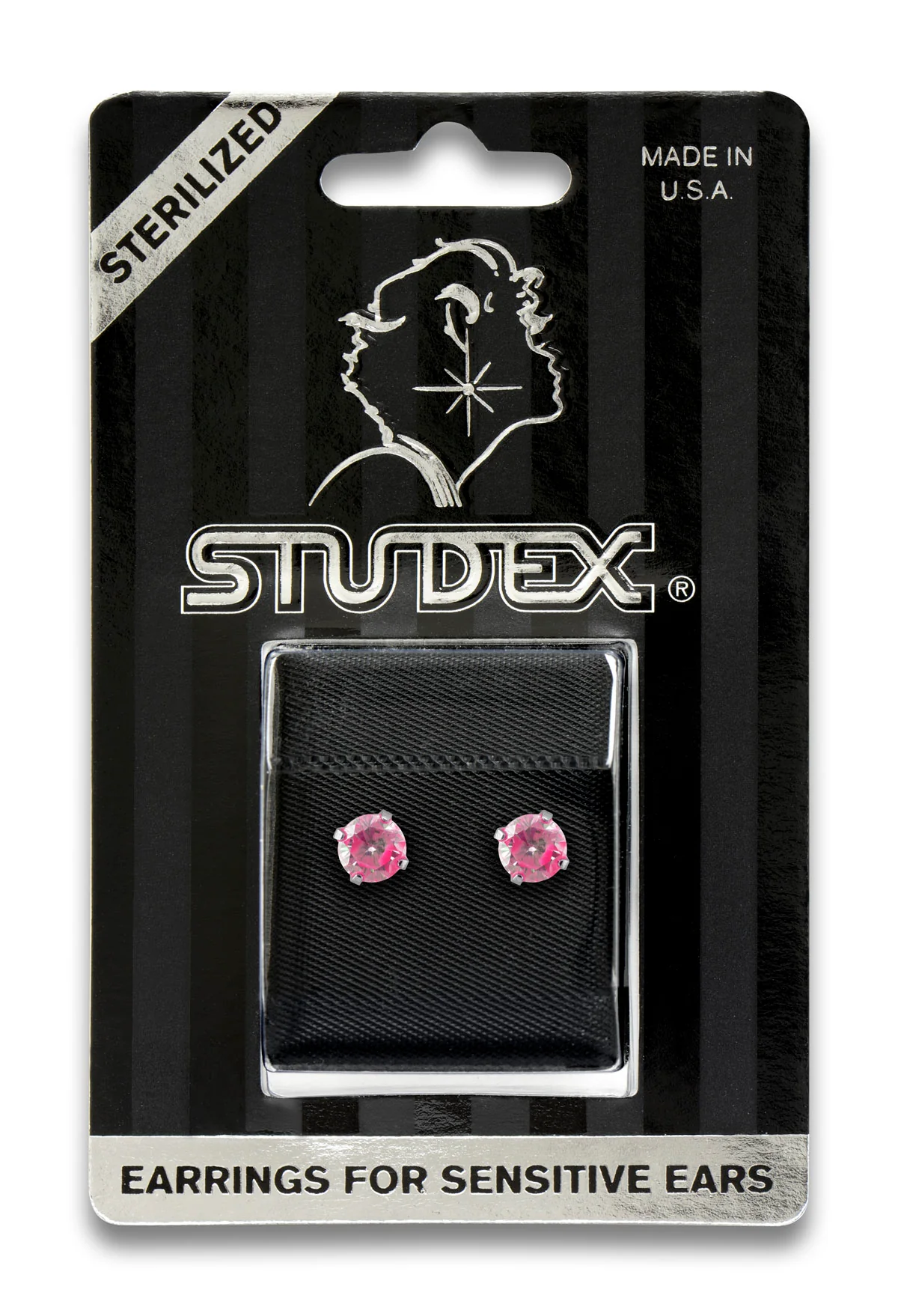 Sensitive Sterilized Prong-Set Cubic Zirconia Fashion Studs - Neon Hot Pink - 5mm - Stainless Steel