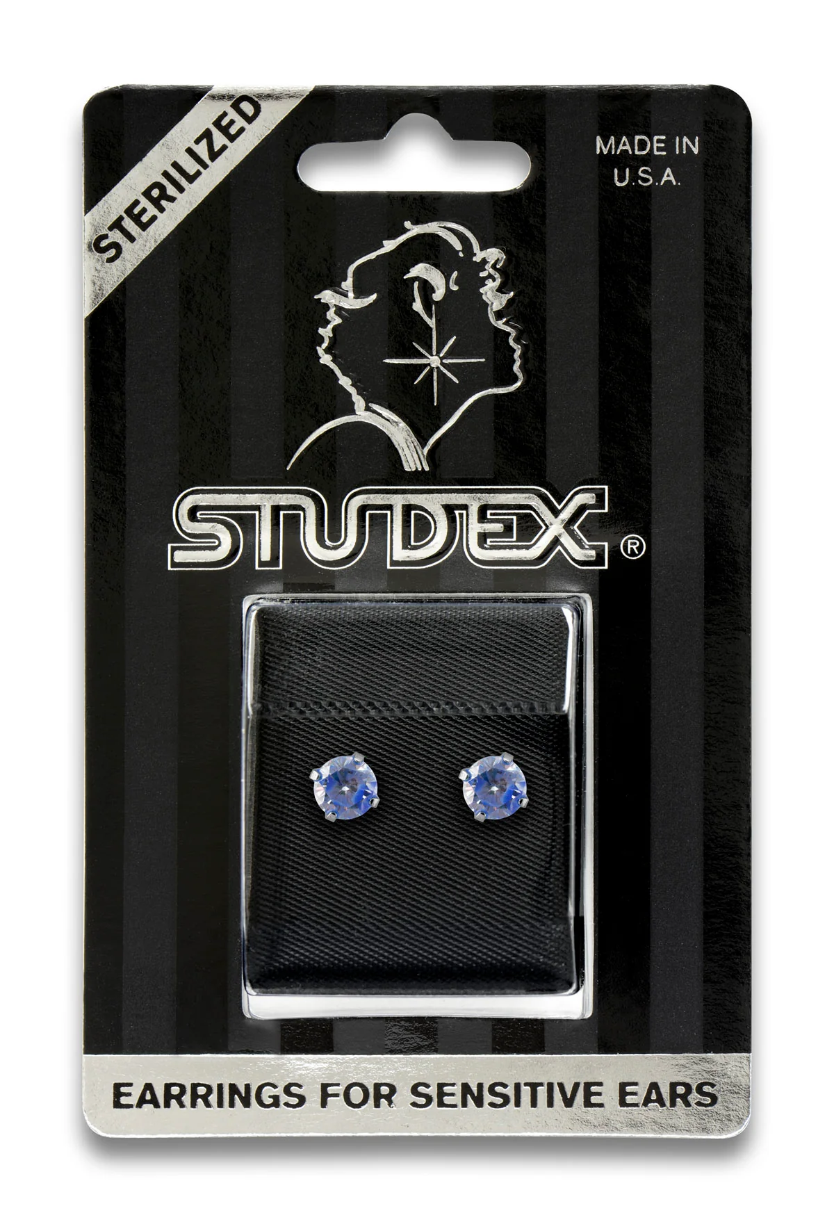 Sensitive Sterilized Prong-Set Cubic Zirconia Fashion Studs - Neon Blue - 5mm - Stainless Steel - Image 2