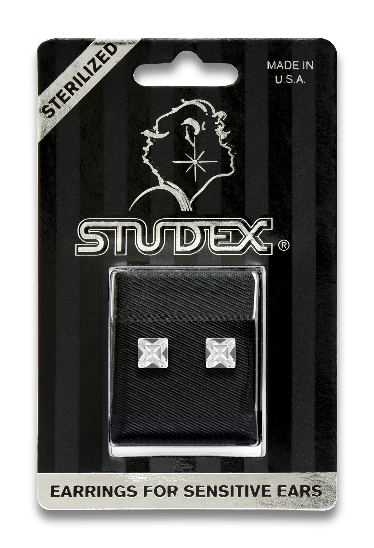 Sensitive Sterilized Square Cubic Zirconia Fashion Studs - 6 x 6 mm - Stainless Steel
