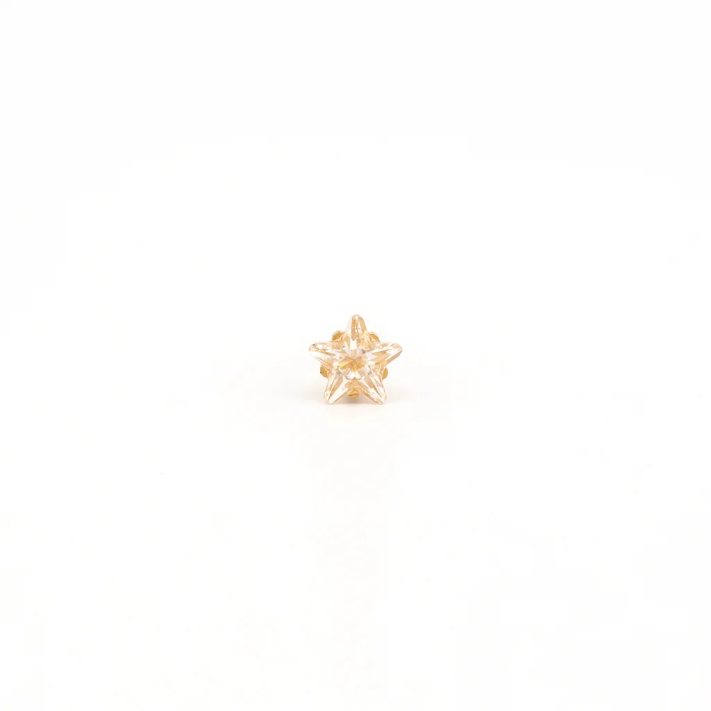 Sensitive Sterilized Star Cut Cubic Zirconia Fashion Studs - 5mm - Gold Plated - Image 2