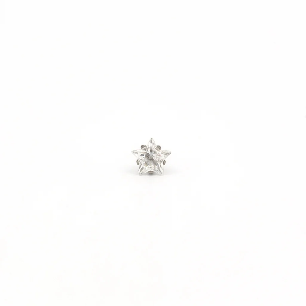 Sensitive Sterilized Star Cut Cubic Zirconia Fashion Studs - 5mm - Stainless Steel - Image 2