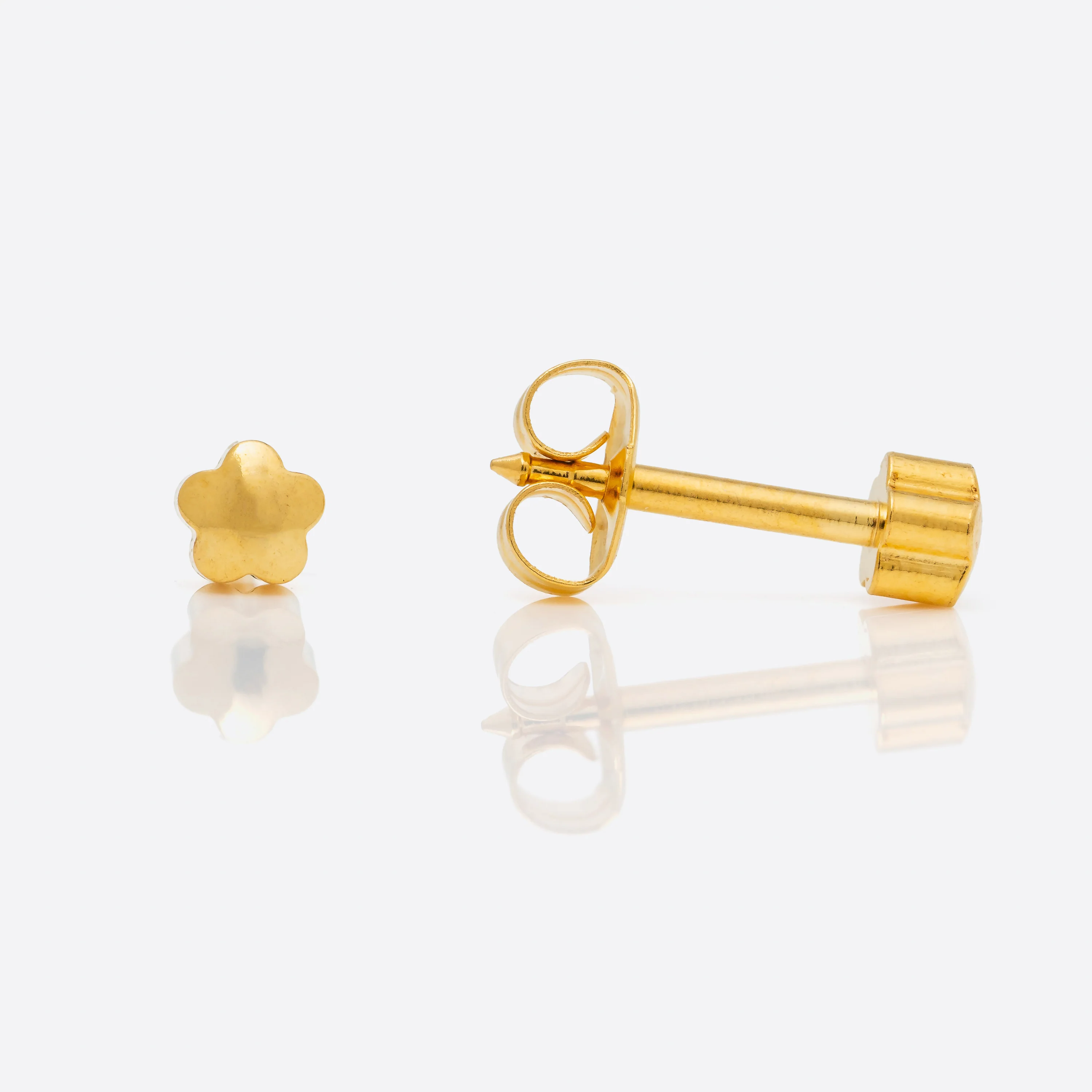 Flower Universal Flatpack Piercing Studs - Gold Plated - Regular Adaptor