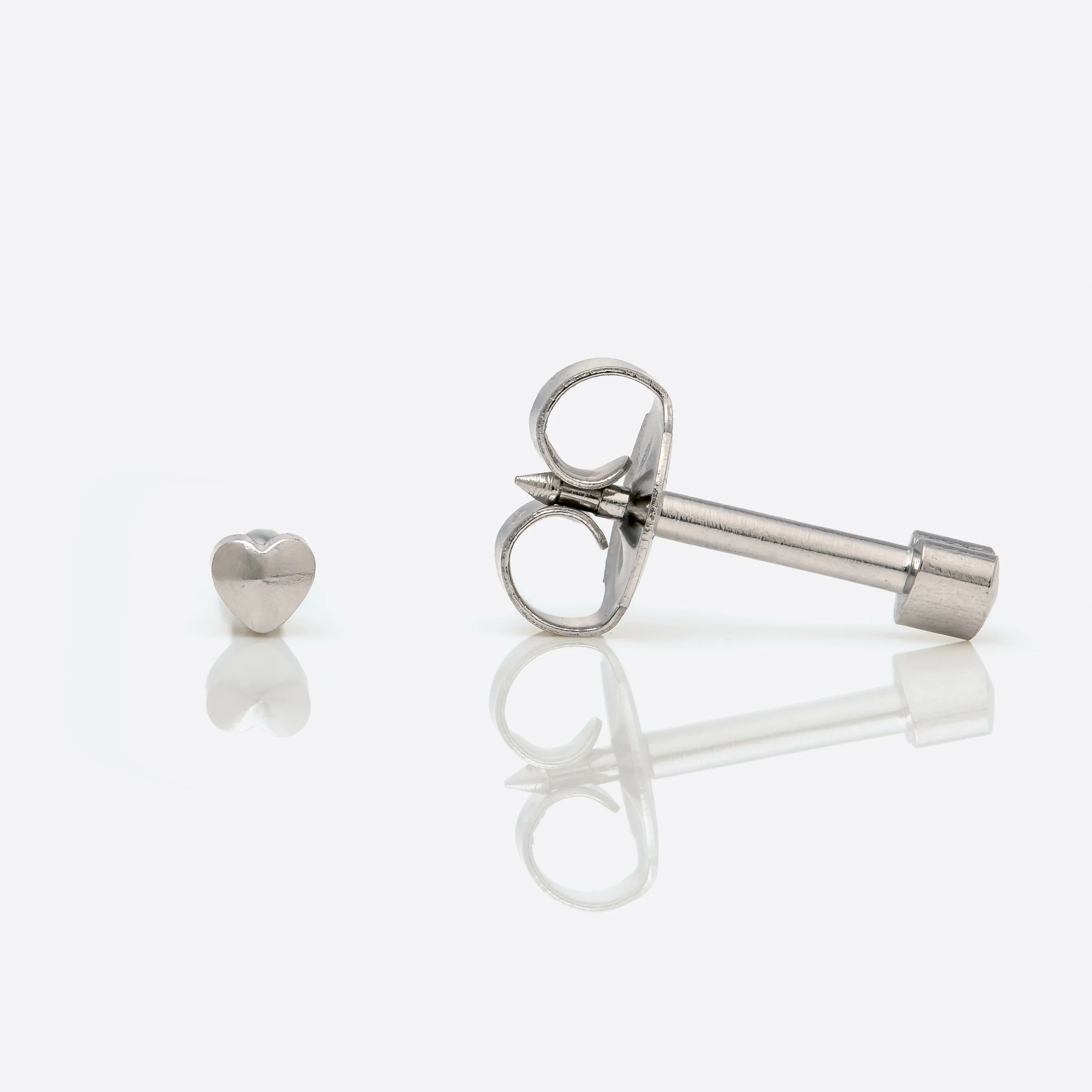 Heart Universal Flatpack Piercing Studs - Stainless Steel - Mini Adaptor