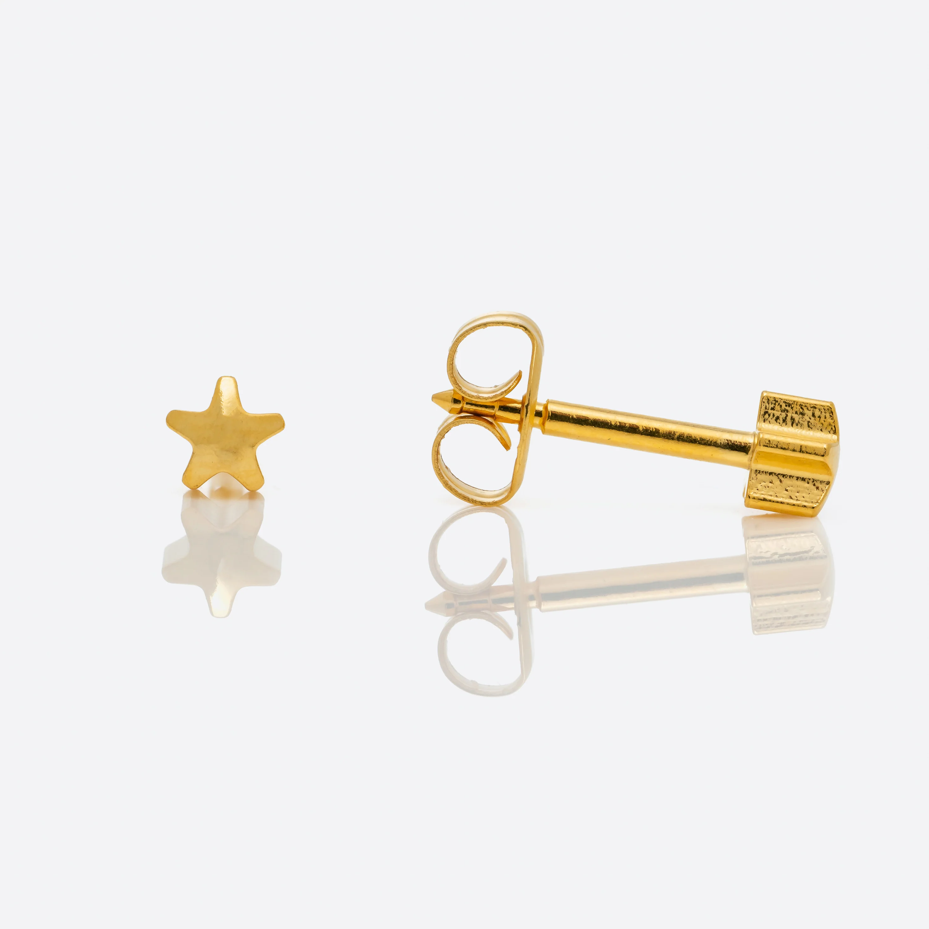 Star Universal Flatpack Piercing Studs - Gold Plated - Regular Adaptor