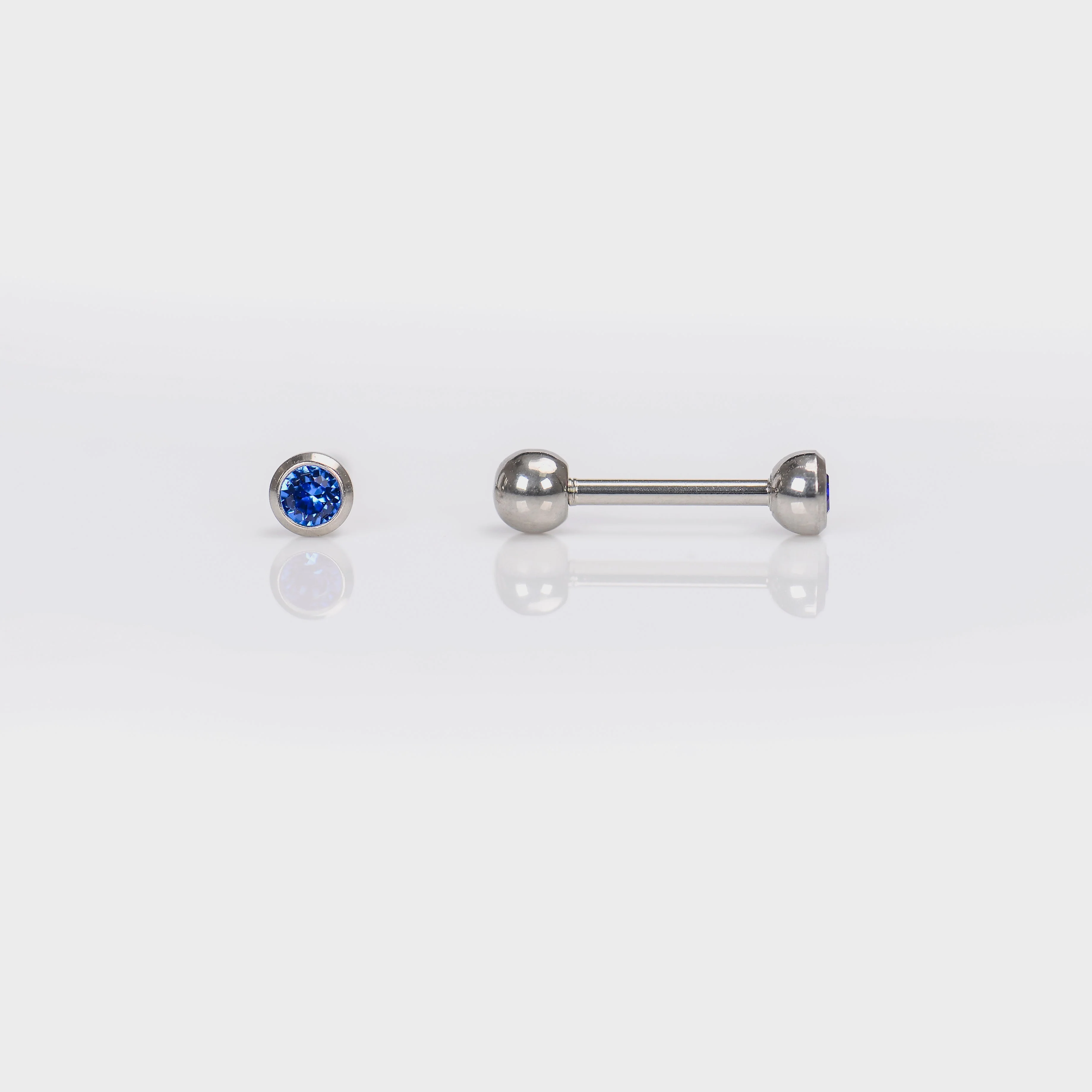 System 75 Barbell Piercing Studs - September Sapphire - 3mm - 3/8" Gauage - Stainless Steel