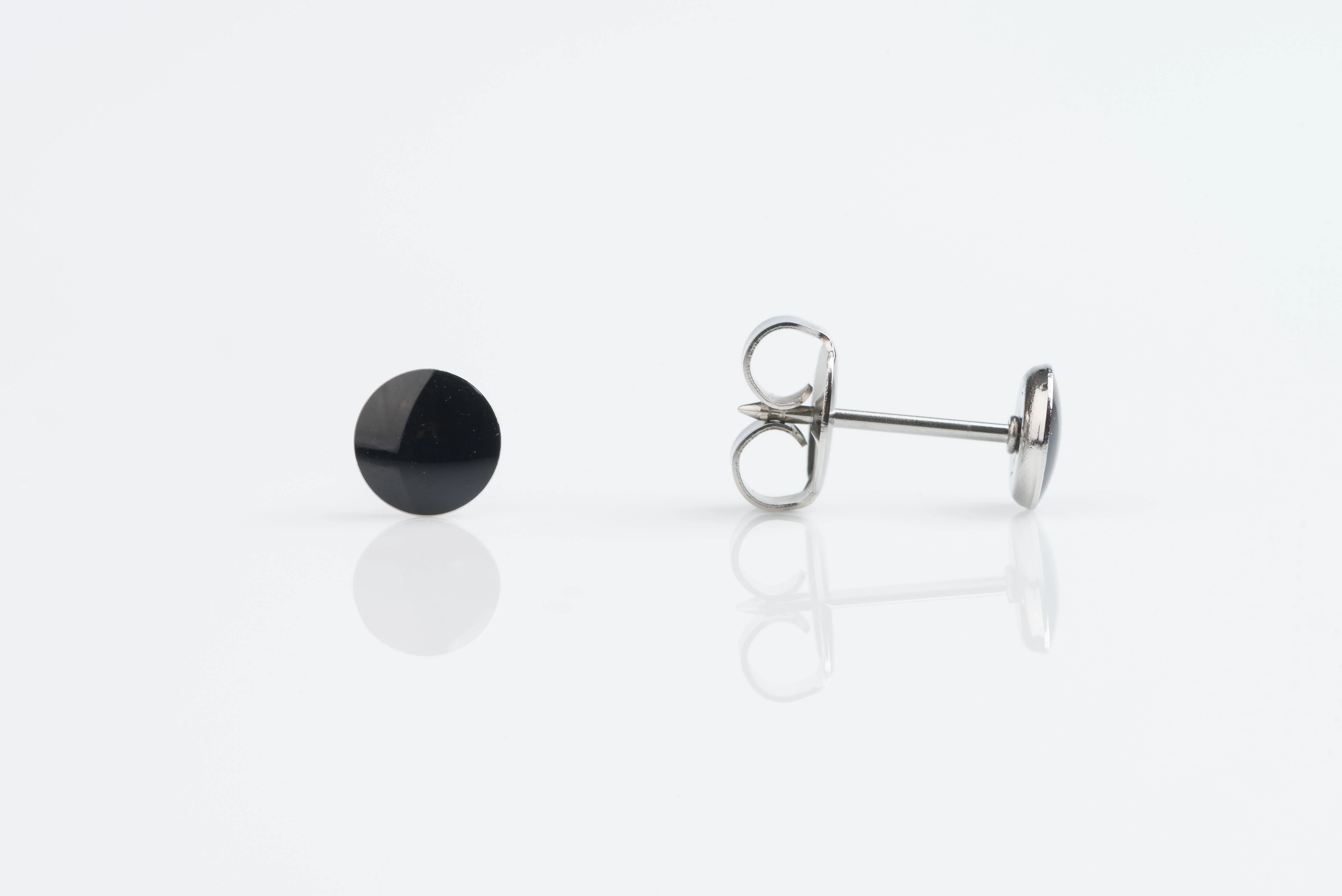 System 75 Black Button Piercing Studs - Stainless Steel