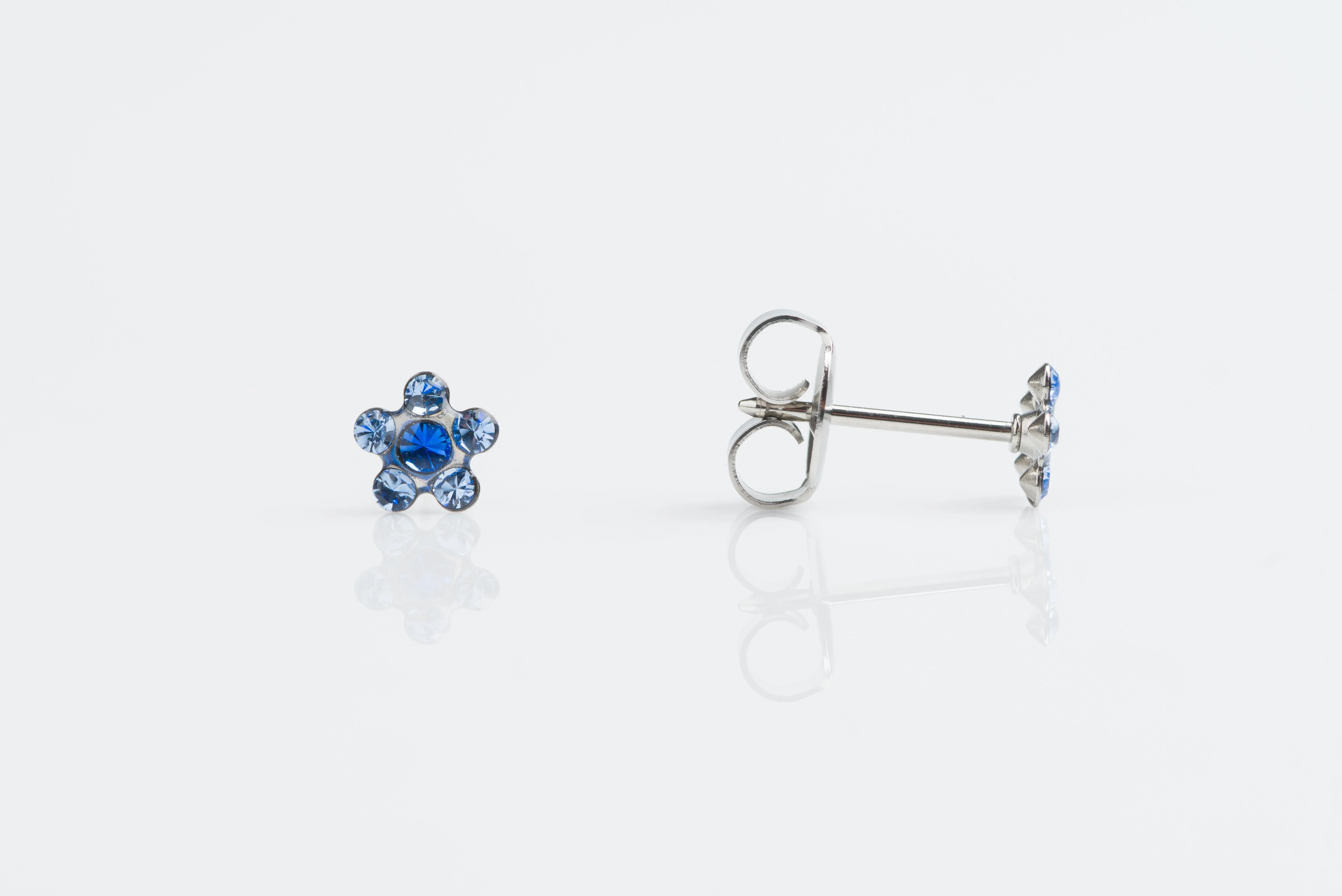 System 75 Daisy Birthstone Piercing Studs - Light September Sapphire/September Sapphire - Regular Post - Stainless Steel