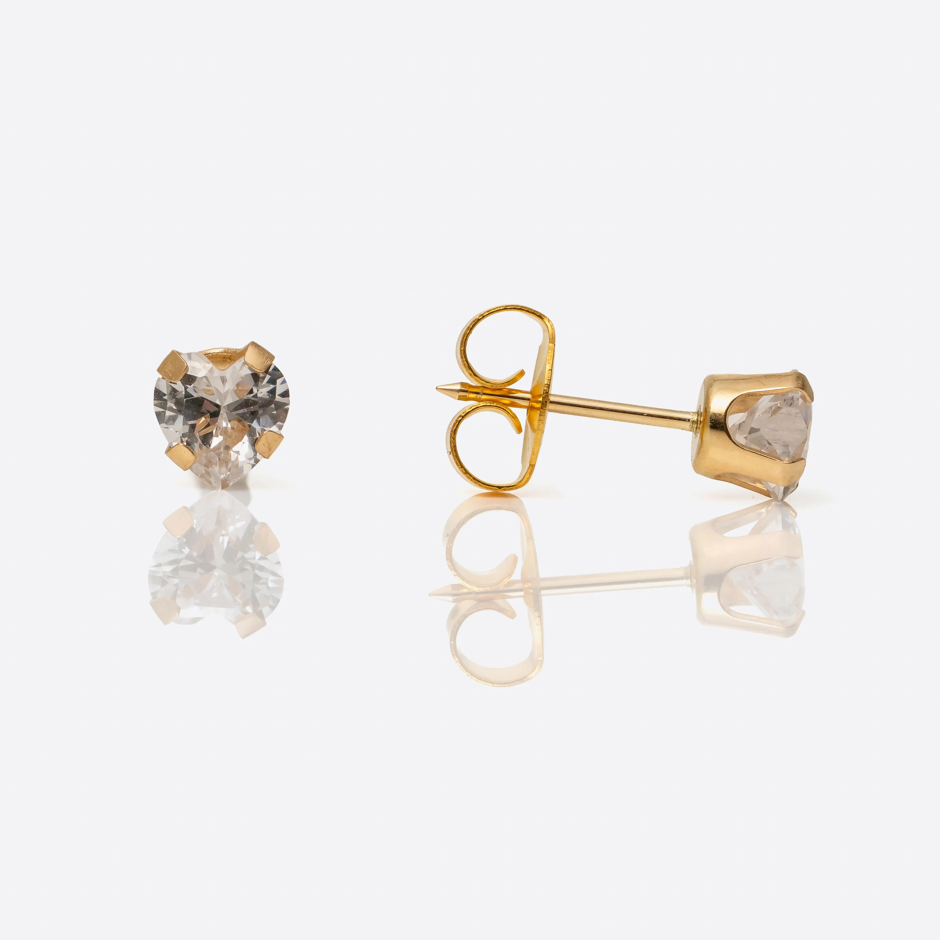 System 75 Heart Piercing Studs - 5mm - 14K Yellow Gold