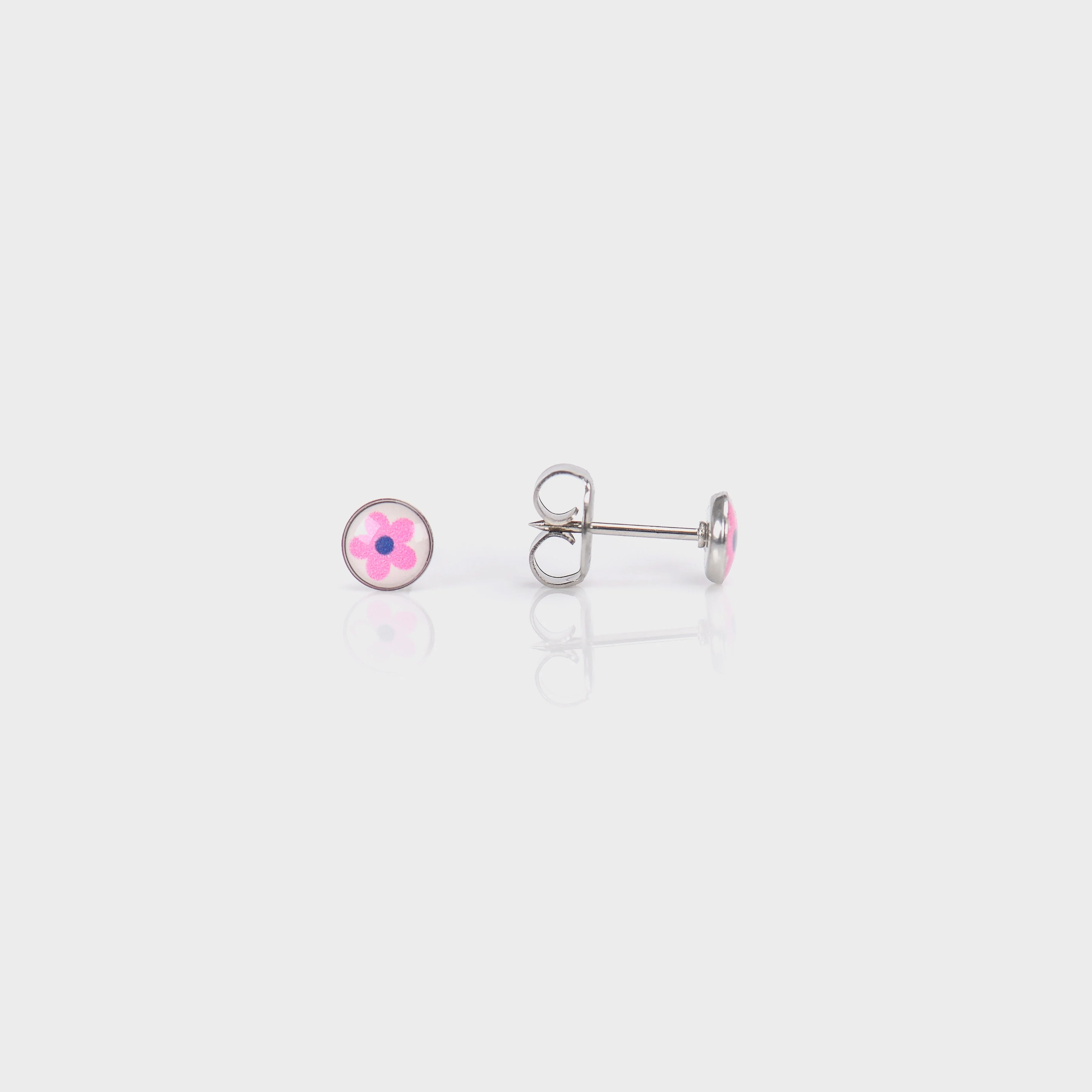 System 75 Pink Daisy Piercing Studs - Stainless Steel
