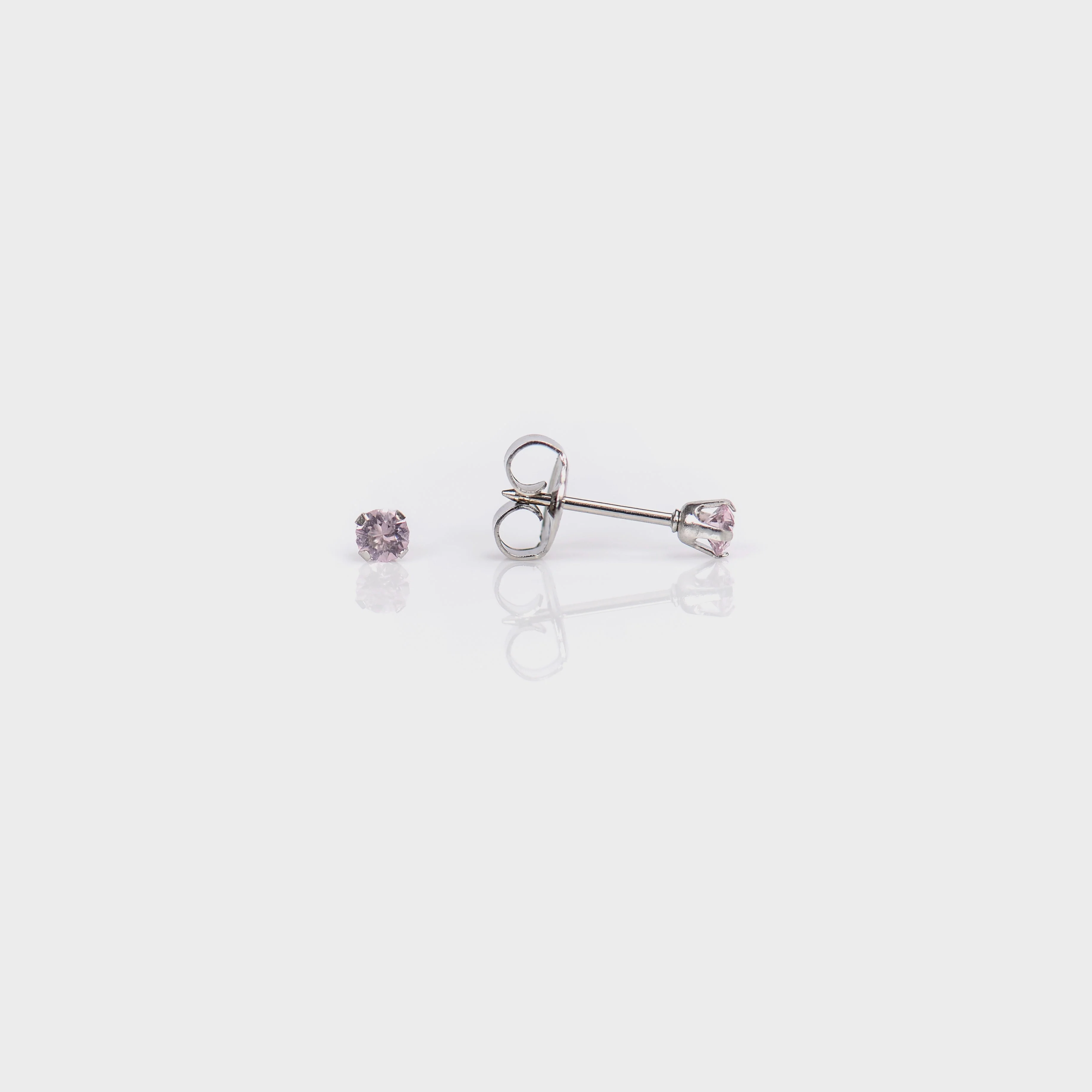 System 75 Prong Set Birthstone Piercing Studs - 3mm - June Alexandrite Crystal - Stainless Steel