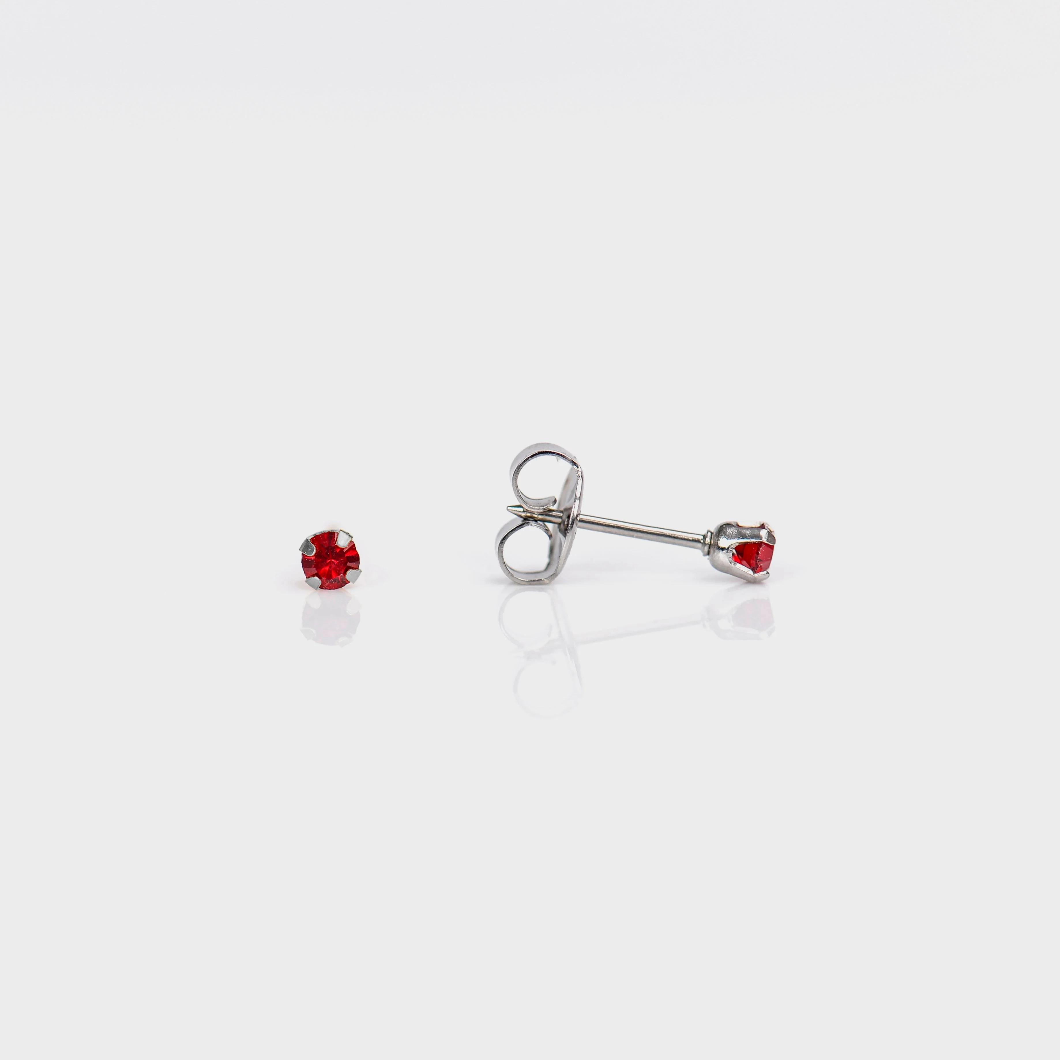 System 75 Prong Set Birthstone Piercing Studs - 3mm - Rainbow AB Crystal - Stainless Steel