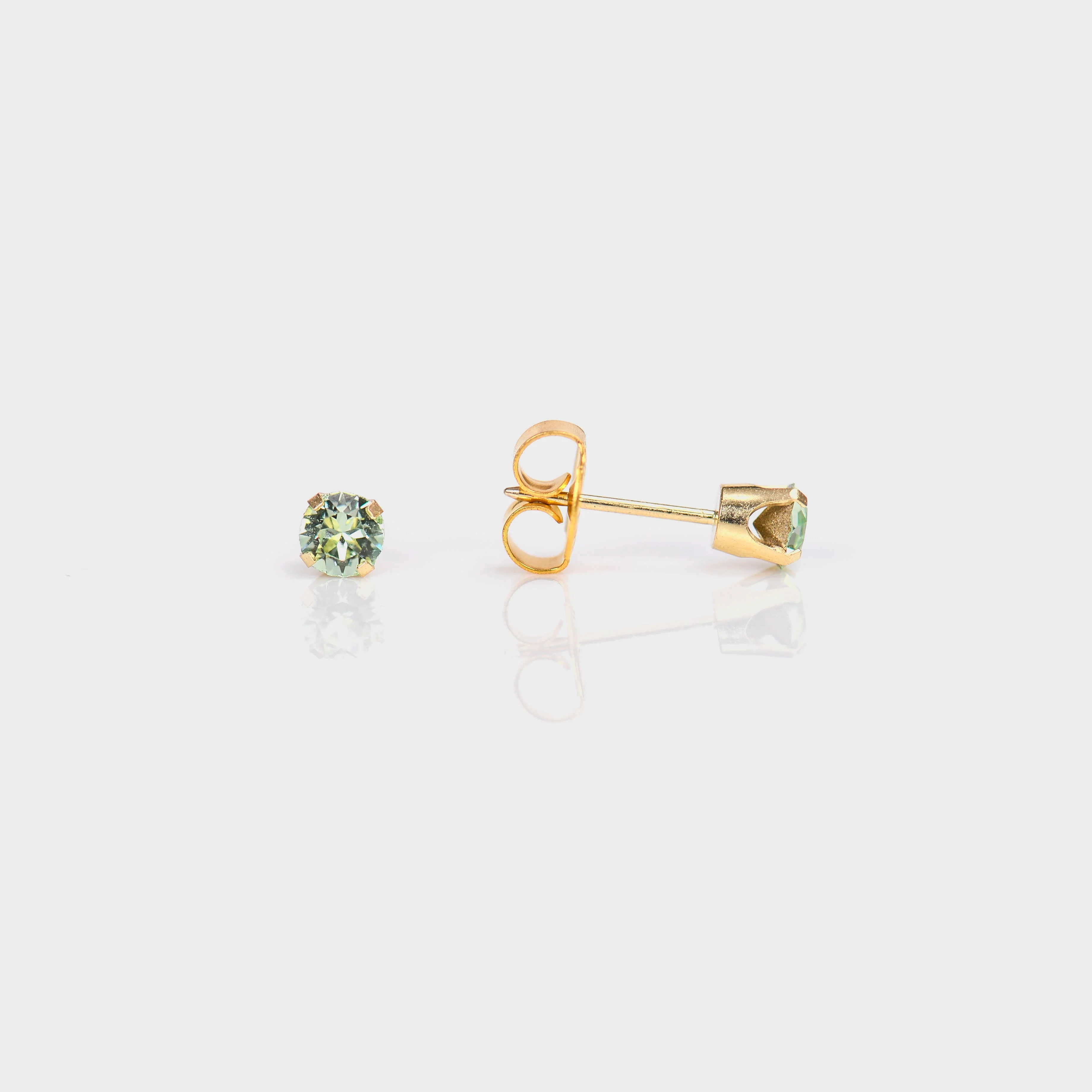 System 75 Prong Set Birthstone Piercing Studs - 4mm - Crystalite Crystal - 14K Yellow Gold