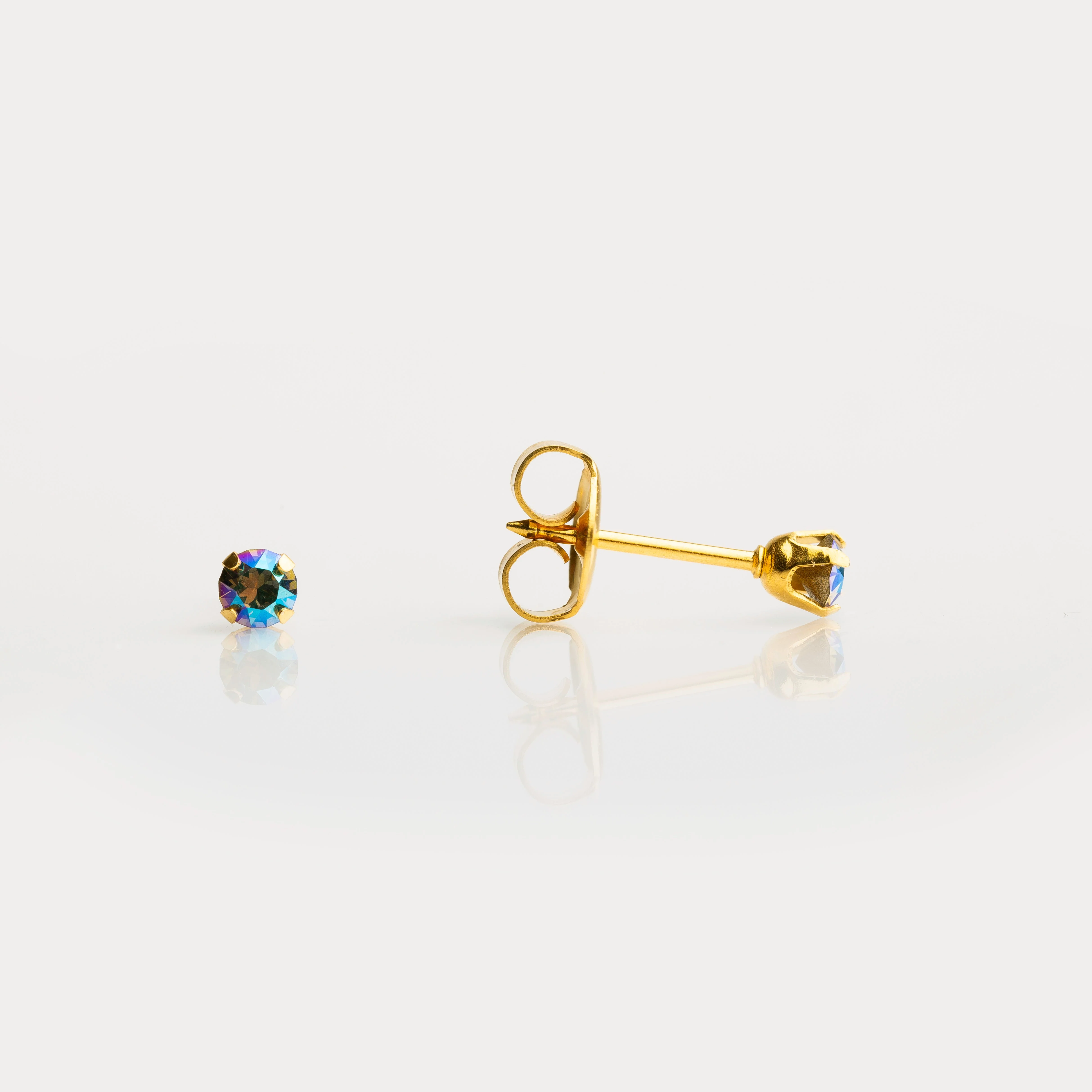 System 75 Shimmer Crystal Piercing Studs - Diamond Crystal - Gold Plated
