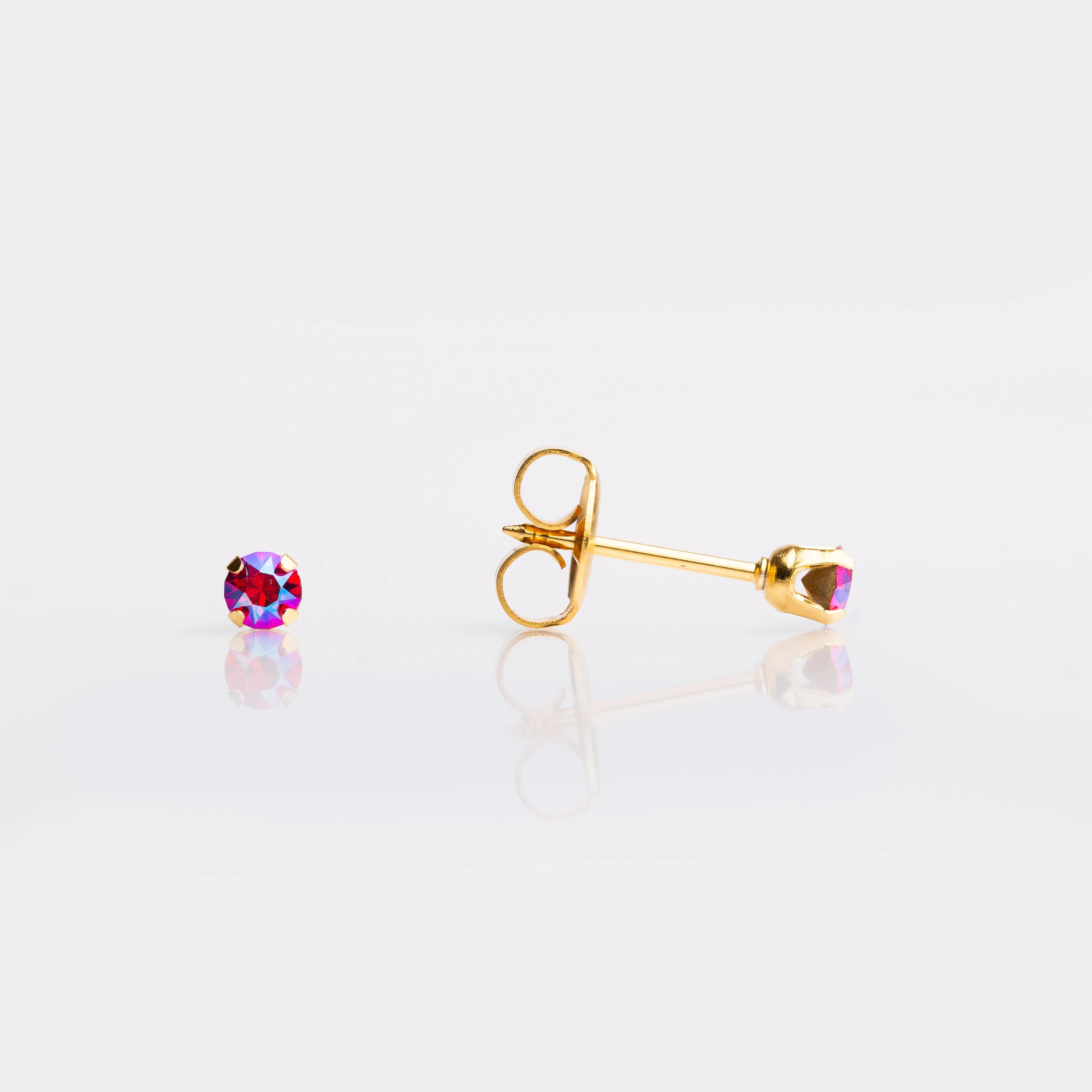 System 75 Shimmer Crystal Piercing Studs - Scarlet Crystal - Gold Plated