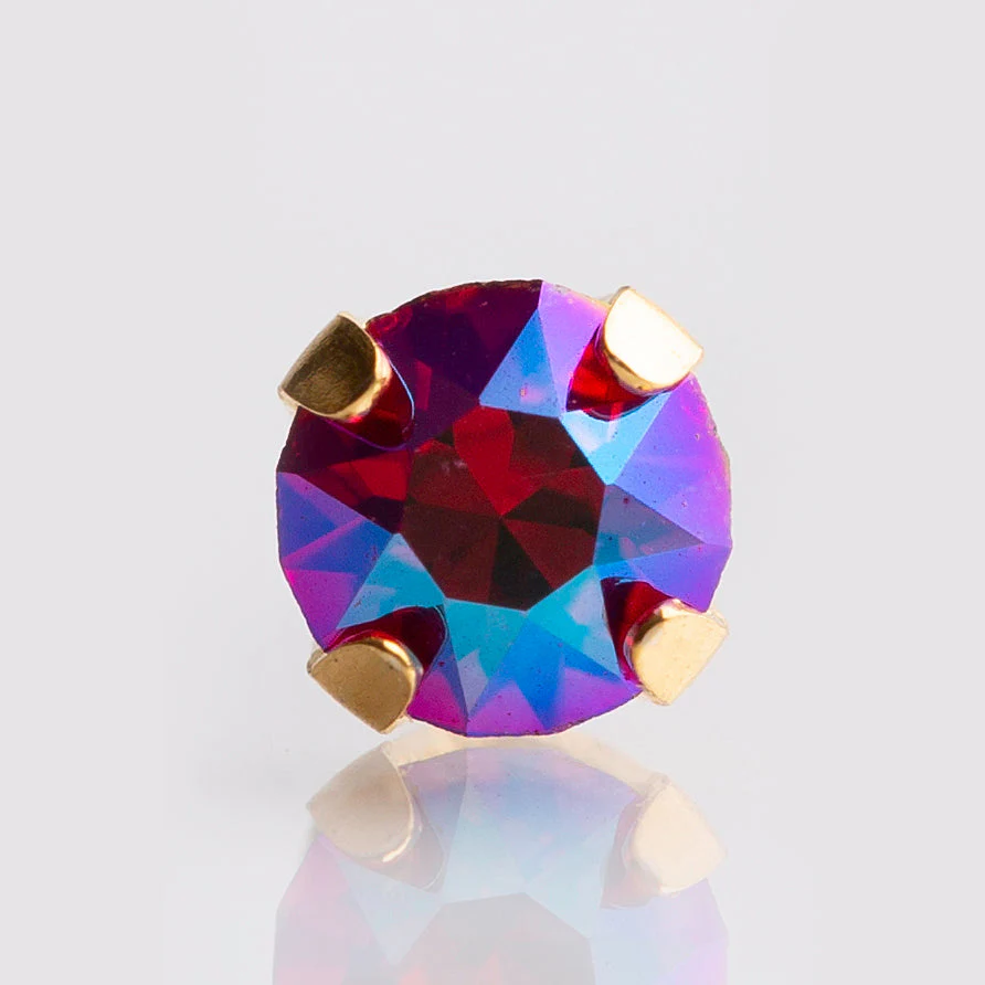 System 75 Shimmer Crystal Piercing Studs - Scarlet Crystal - Gold Plated - Image 2