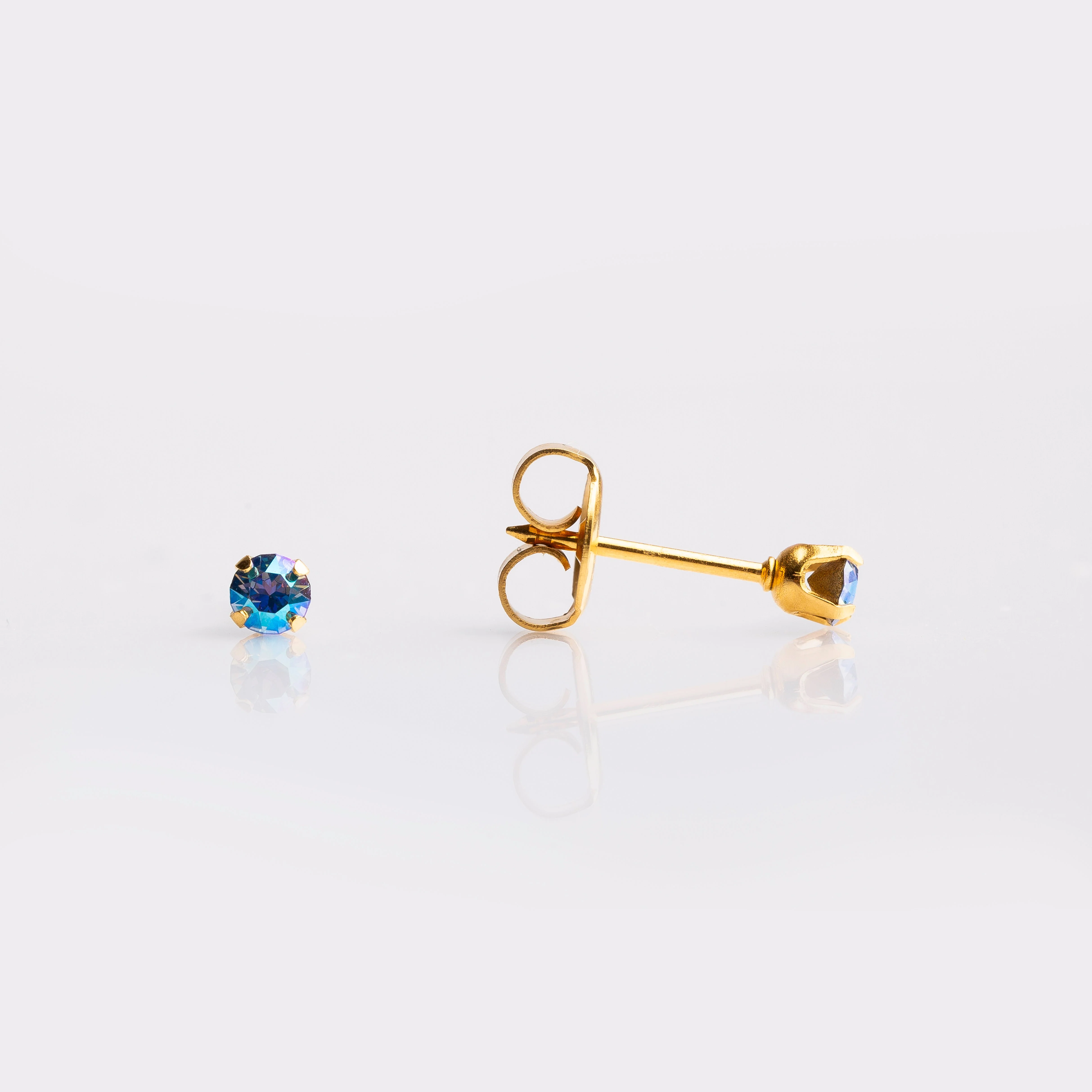 System 75 Shimmer Crystal Piercing Studs - November Topaz Crystal - Gold Plated
