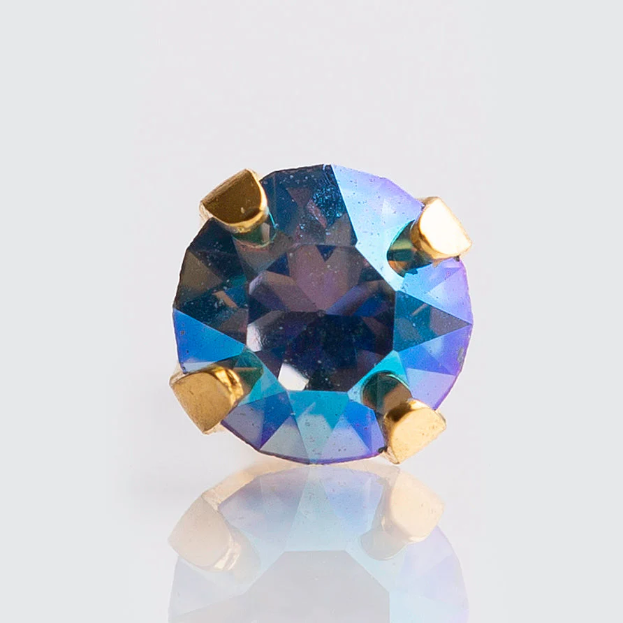 System 75 Shimmer Crystal Piercing Studs - November Topaz Crystal - Gold Plated - Image 2