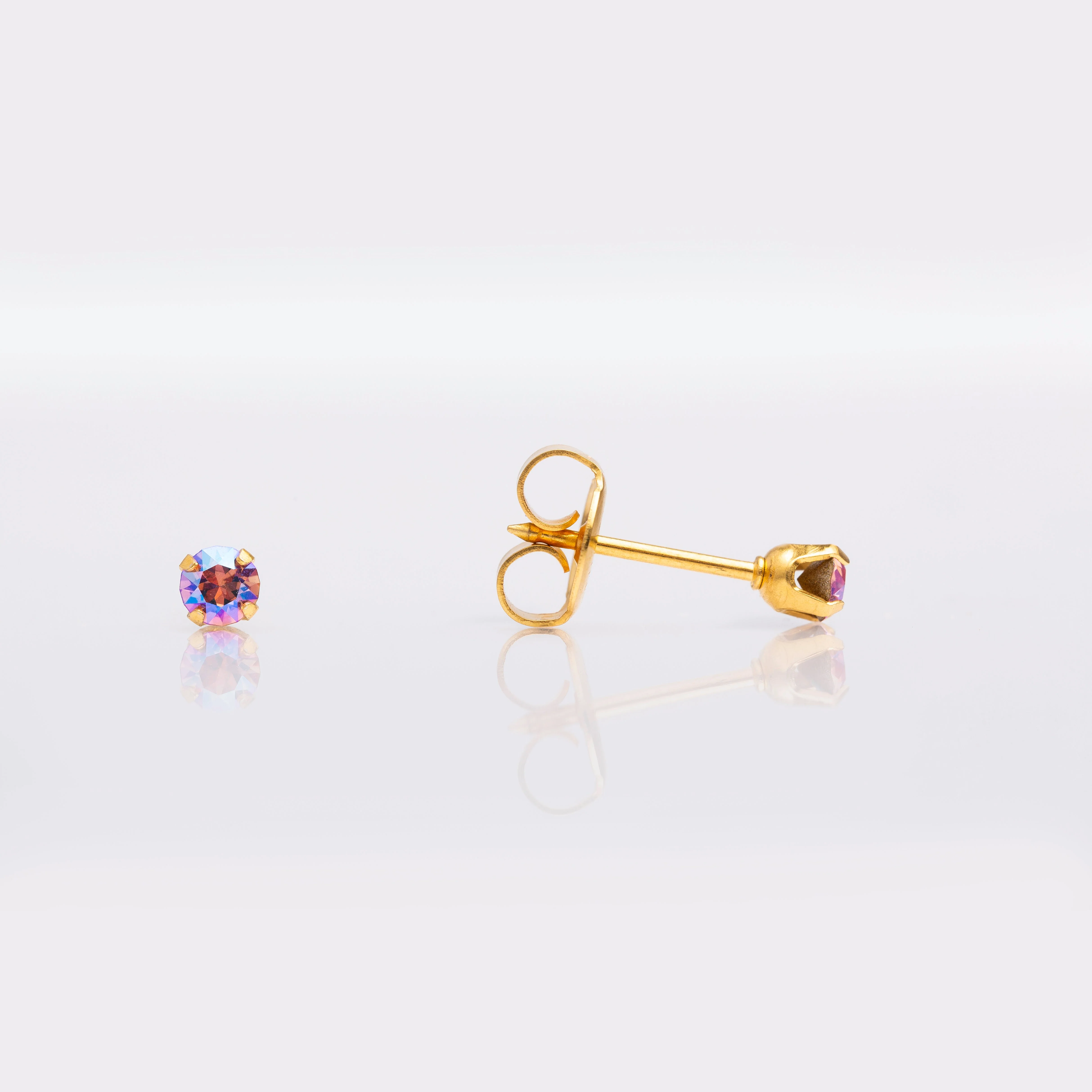 System 75 Shimmer Crystal Piercing Studs - Light October Rose Crystal - Gold Plated