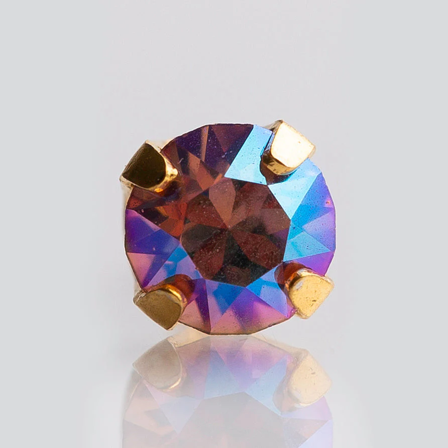 System 75 Shimmer Crystal Piercing Studs - Light October Rose Crystal - Gold Plated - Image 2