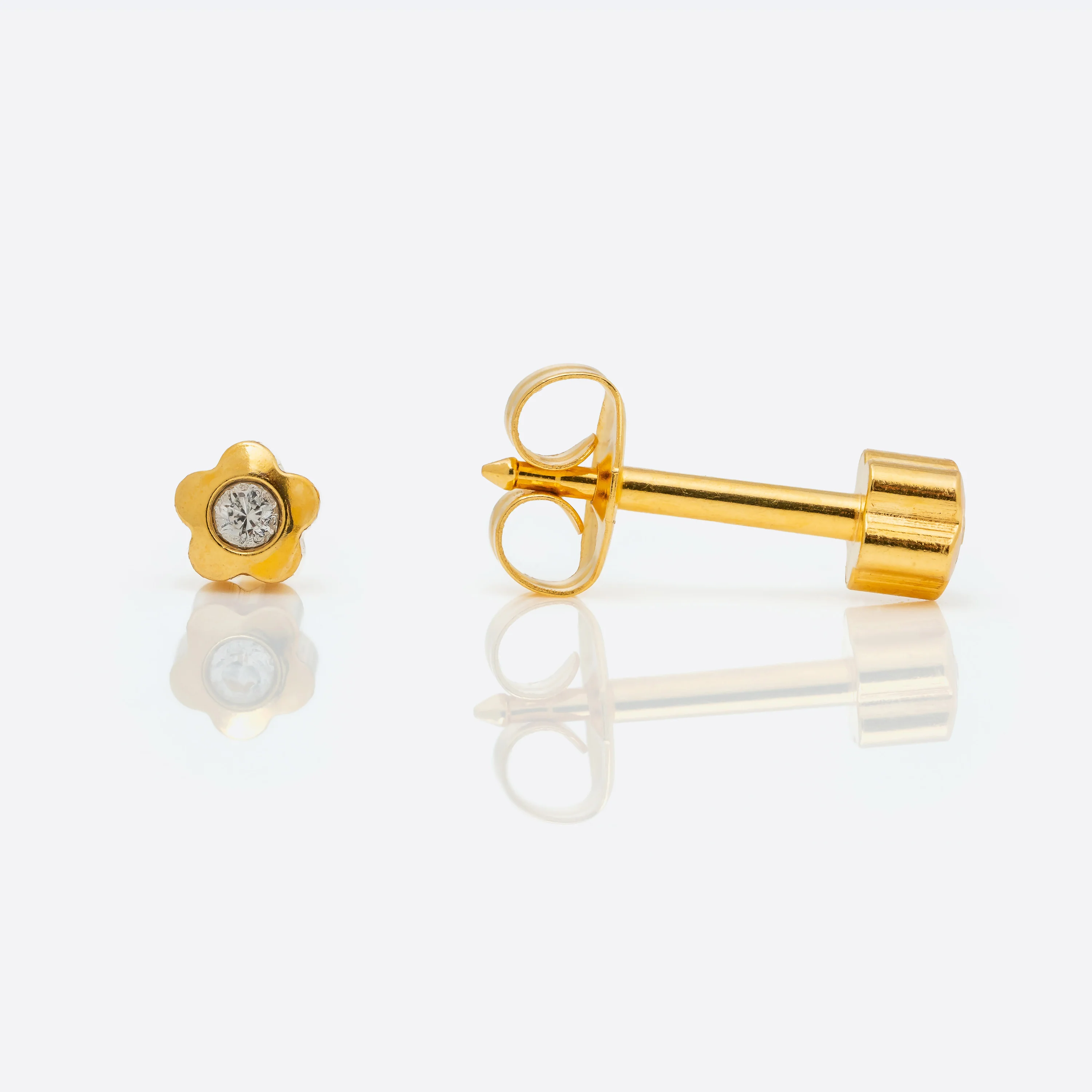 Flowerlite Crystal Universal Flatpack Piercing Studs - Gold Plated - Regular Adaptor